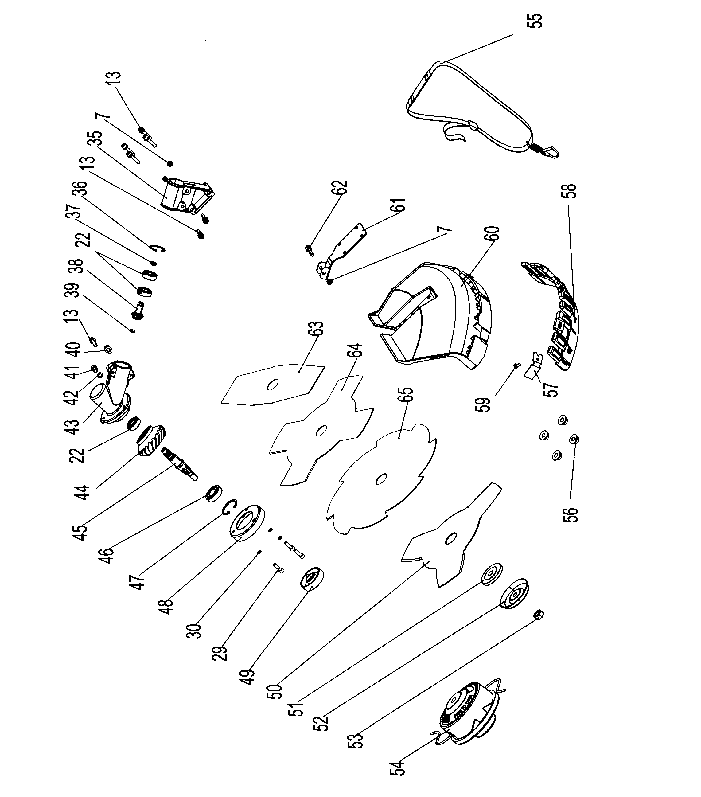 Bush cutter comprising catalase hush tube, swirl sprayer and two-stroke multi-scavenging-port gasoline engine