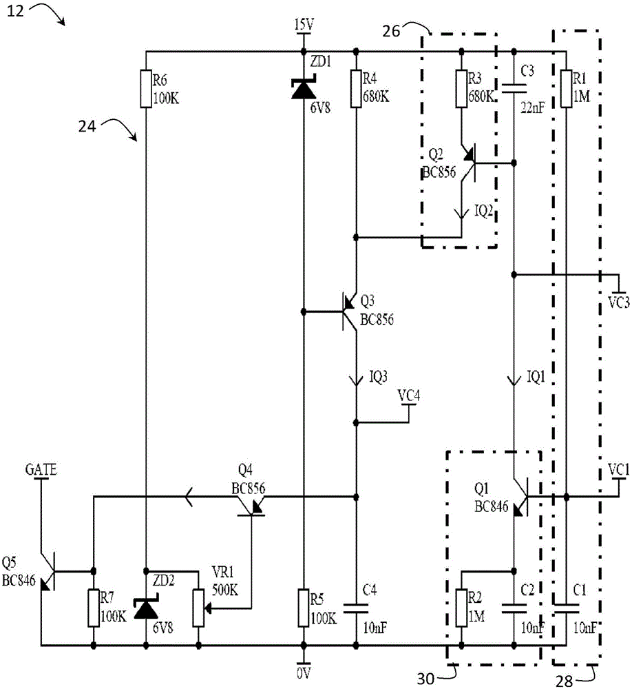 A symmetry control circuit of a trailing edge phase control dimmer circuit