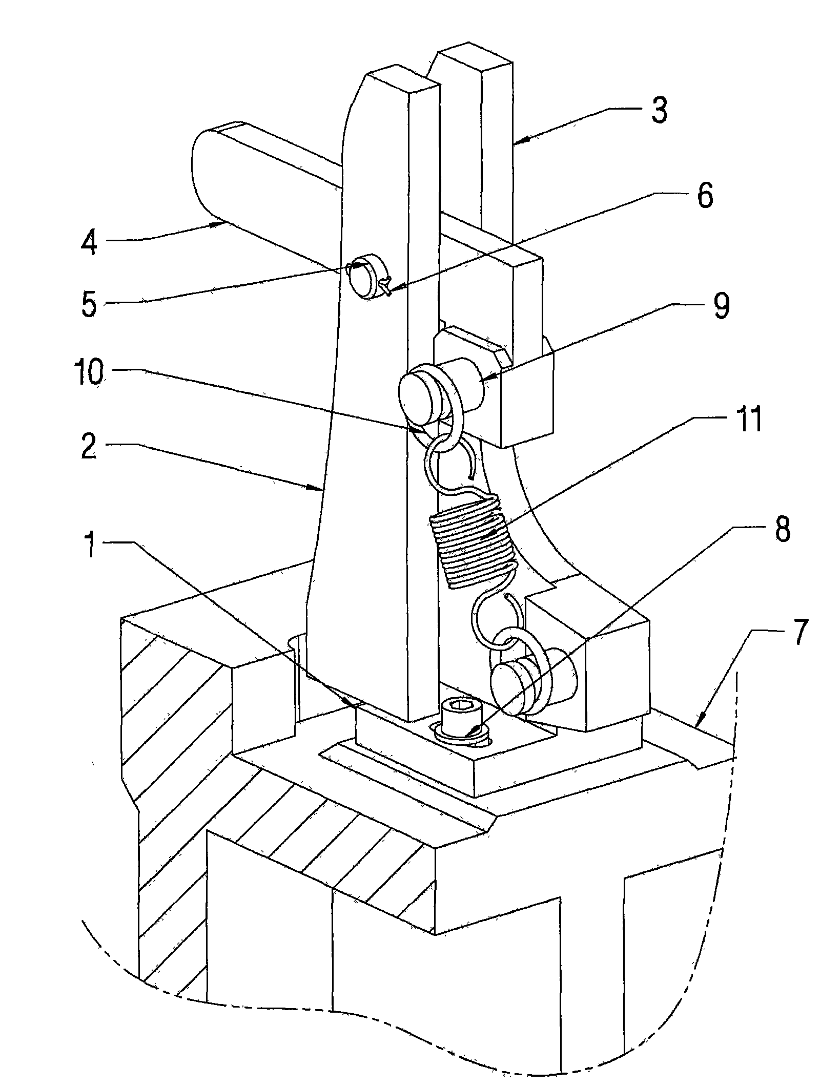 Tension spring type steel plate locating device for automobile steel plate drawing mould