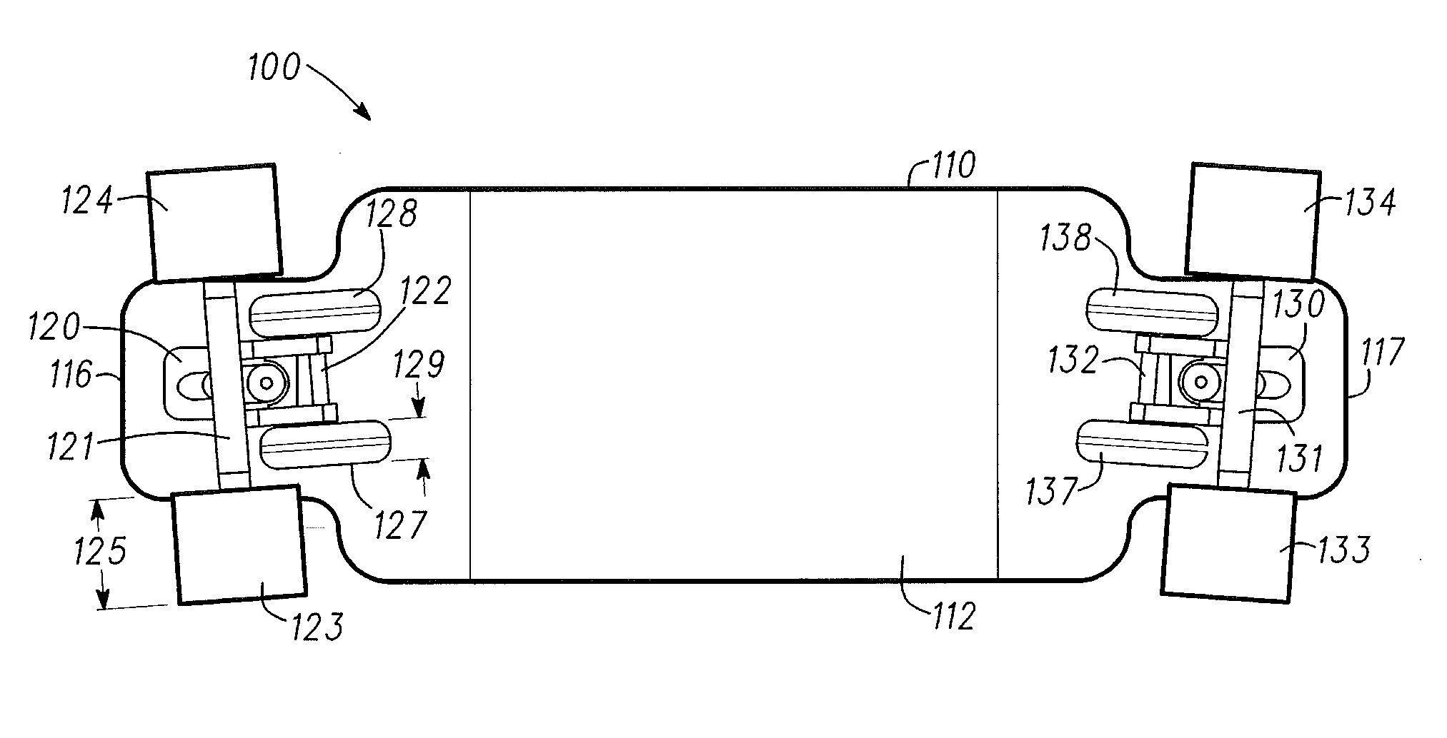 Dual axle skateboard, truck, and method