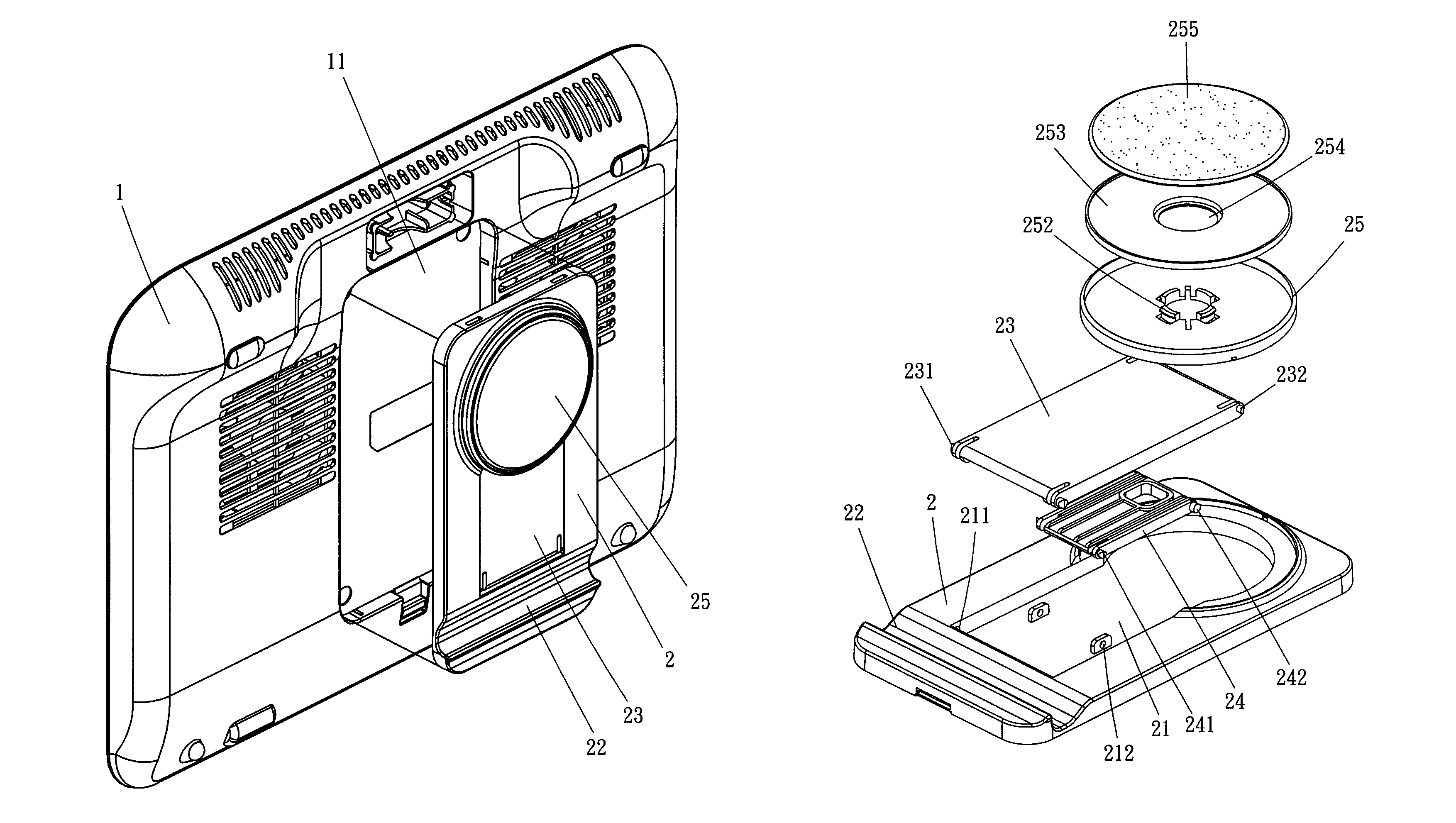 Tiltable notebook-computer cooling pad with tablet-computer bracket