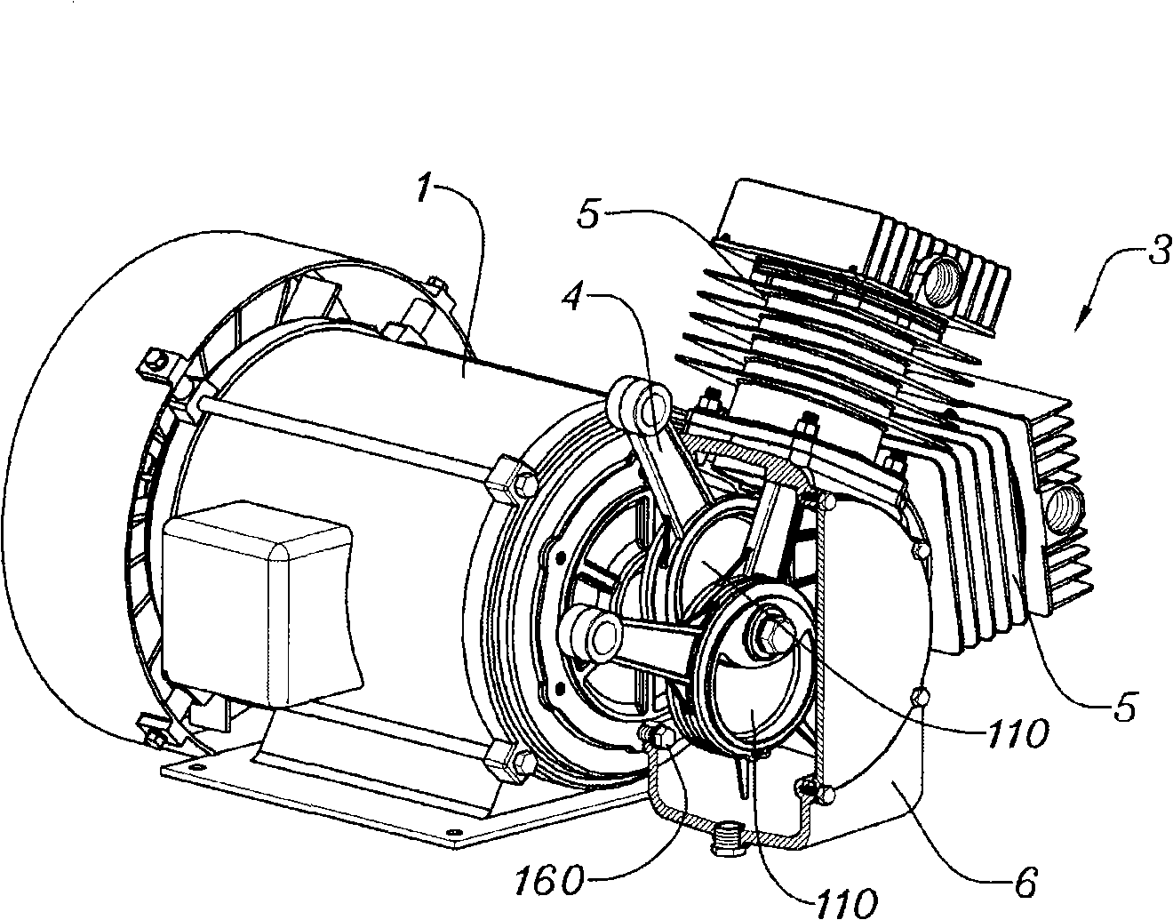 Direct crankshaft of air compressor