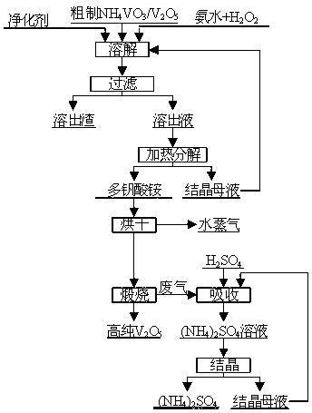 Method for clean production of high-purity vanadium pentoxide by using hydrogen peroxide and ammonia water