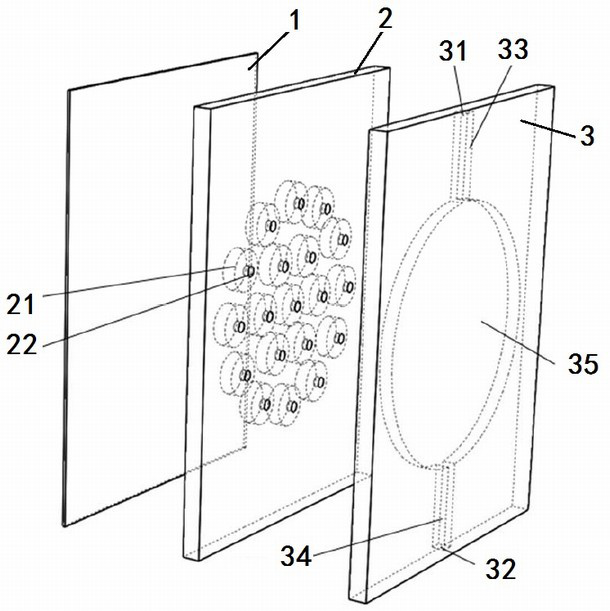 PCR micro-reaction chamber array structure and method for packaging mixed liquid