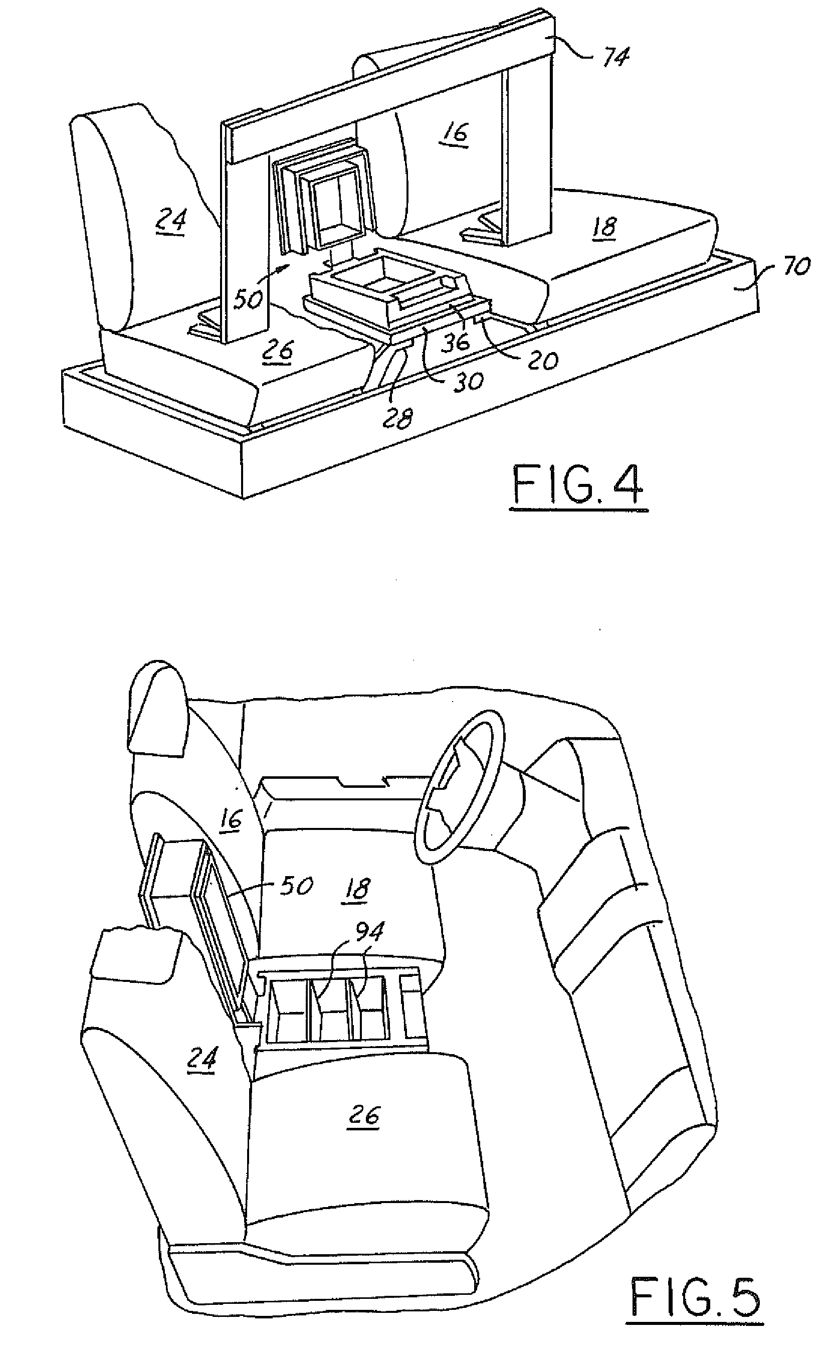 Two piece console and seat assembly