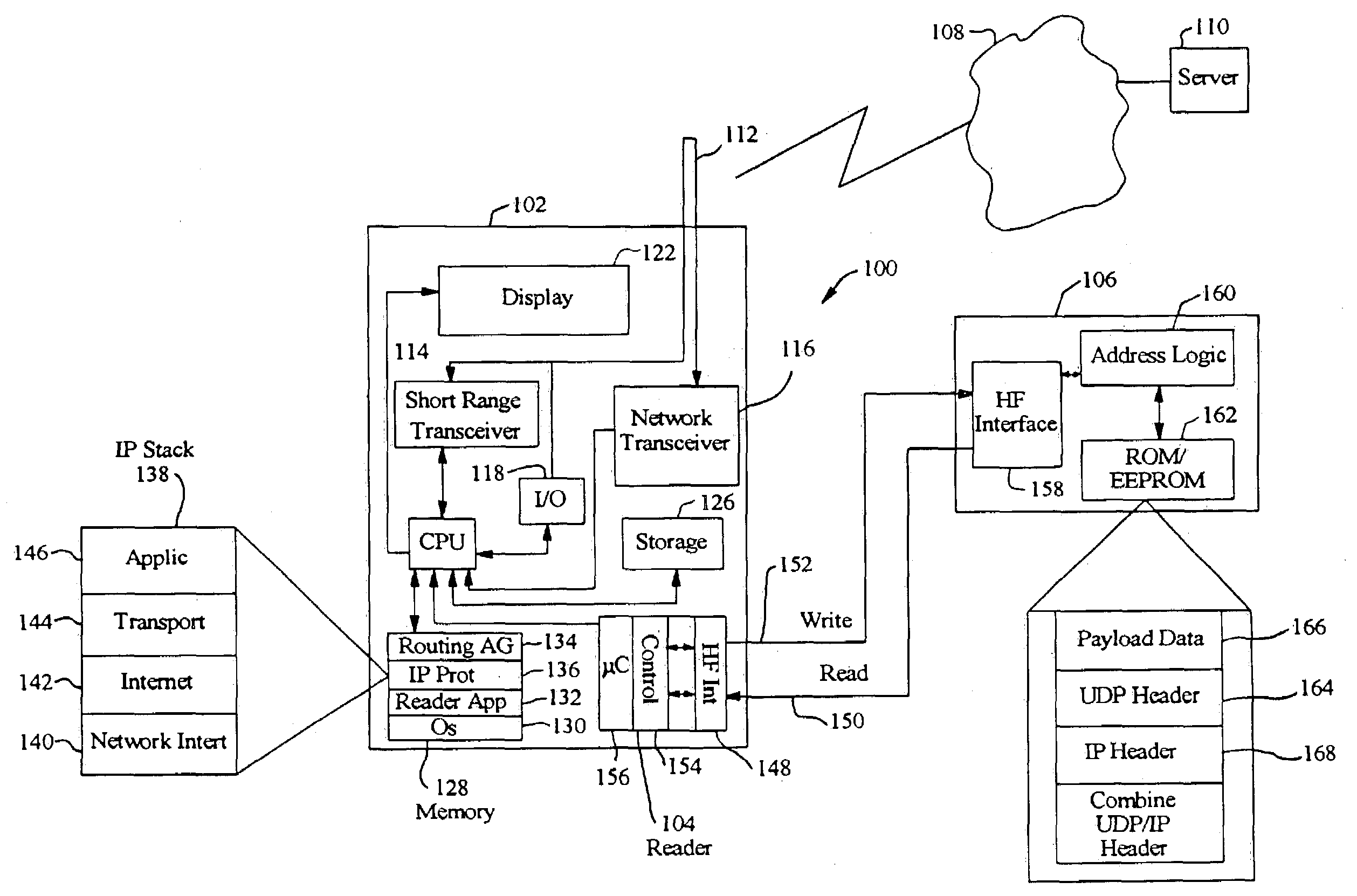 RFID system with packetized data storage in a mobile environment: methods, systems and program products