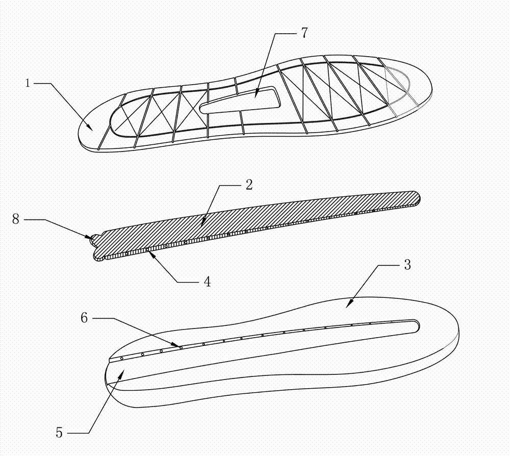 Sole with replaceable damping piece