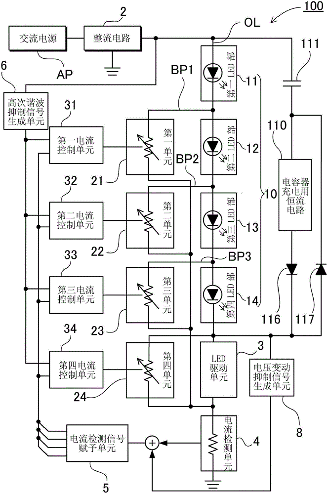 Light-emitting diode driving device for reducing light off period