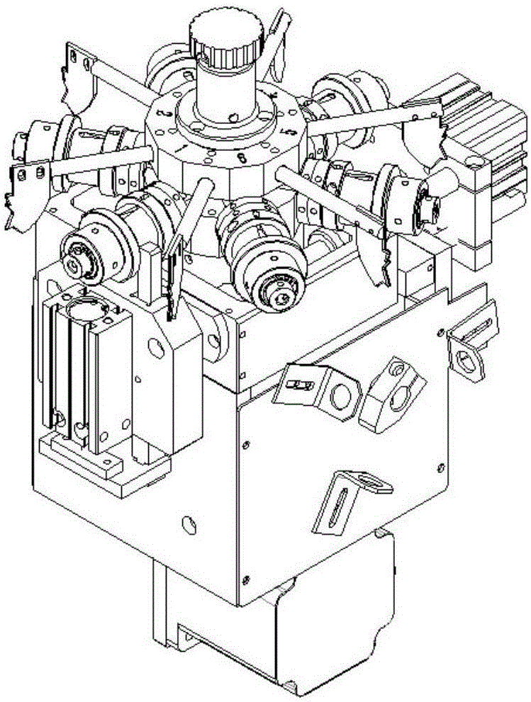 Six-shaft flying fork type winding machine with six-shaft discharging mechanism