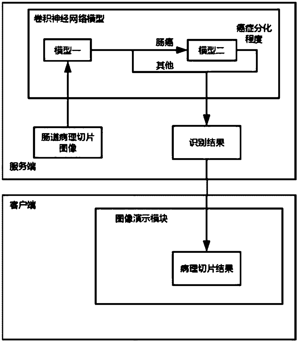 Image recognition and analysis system and method of intestinal pathological section based on depth learning