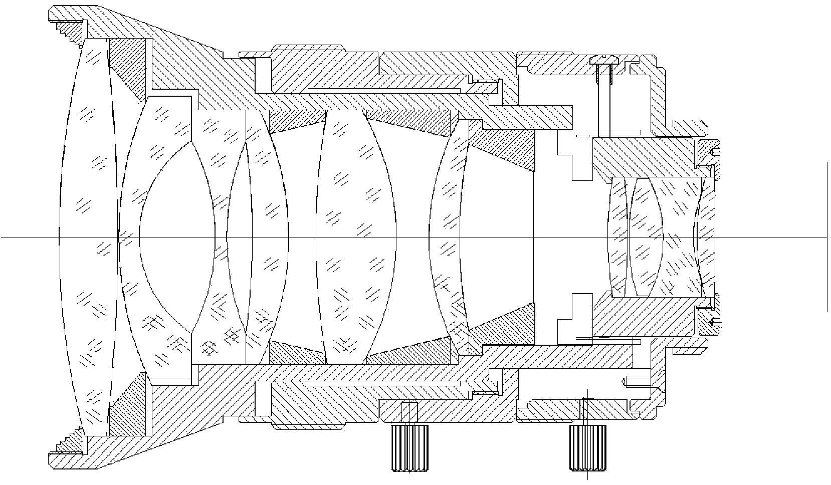 Large-image-plane, high-resolution and low-distortion optical lens