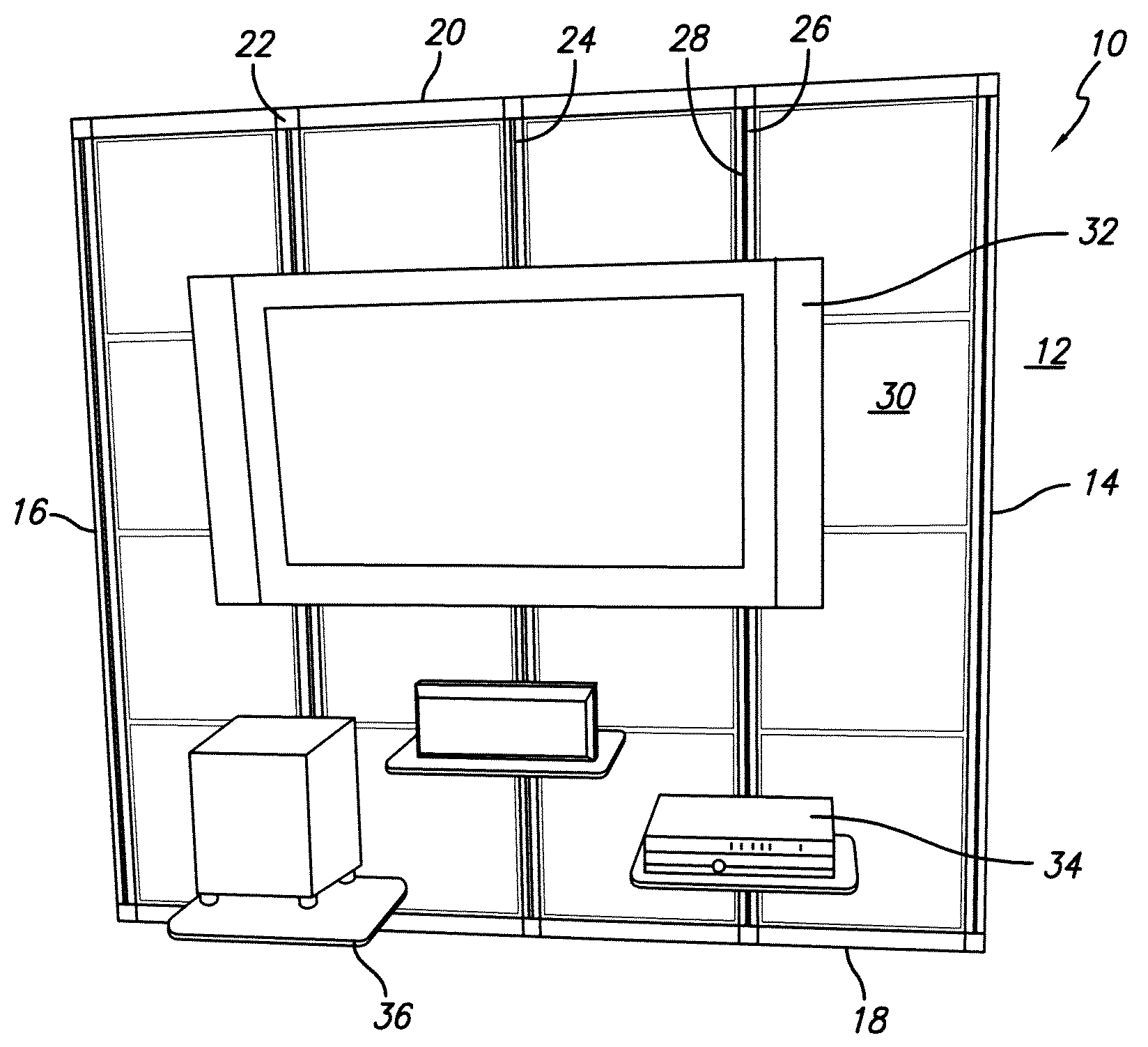 Wall mountable frame structure for mounting equipment