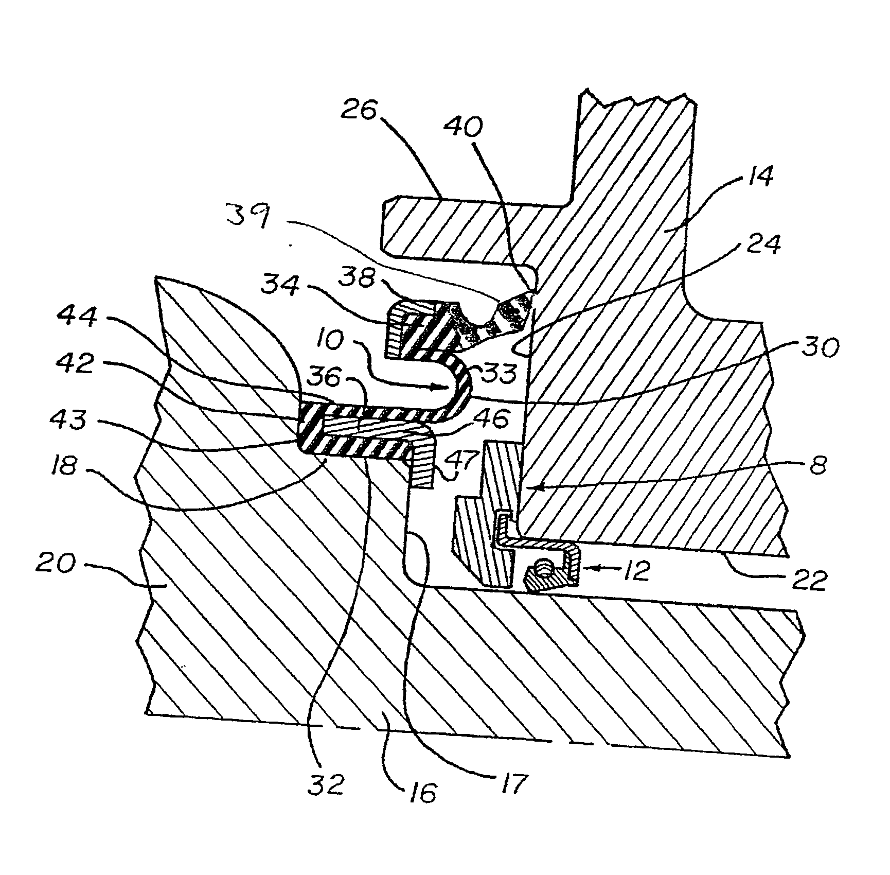 Rotary facial seal and bearing assembly with plastic ring