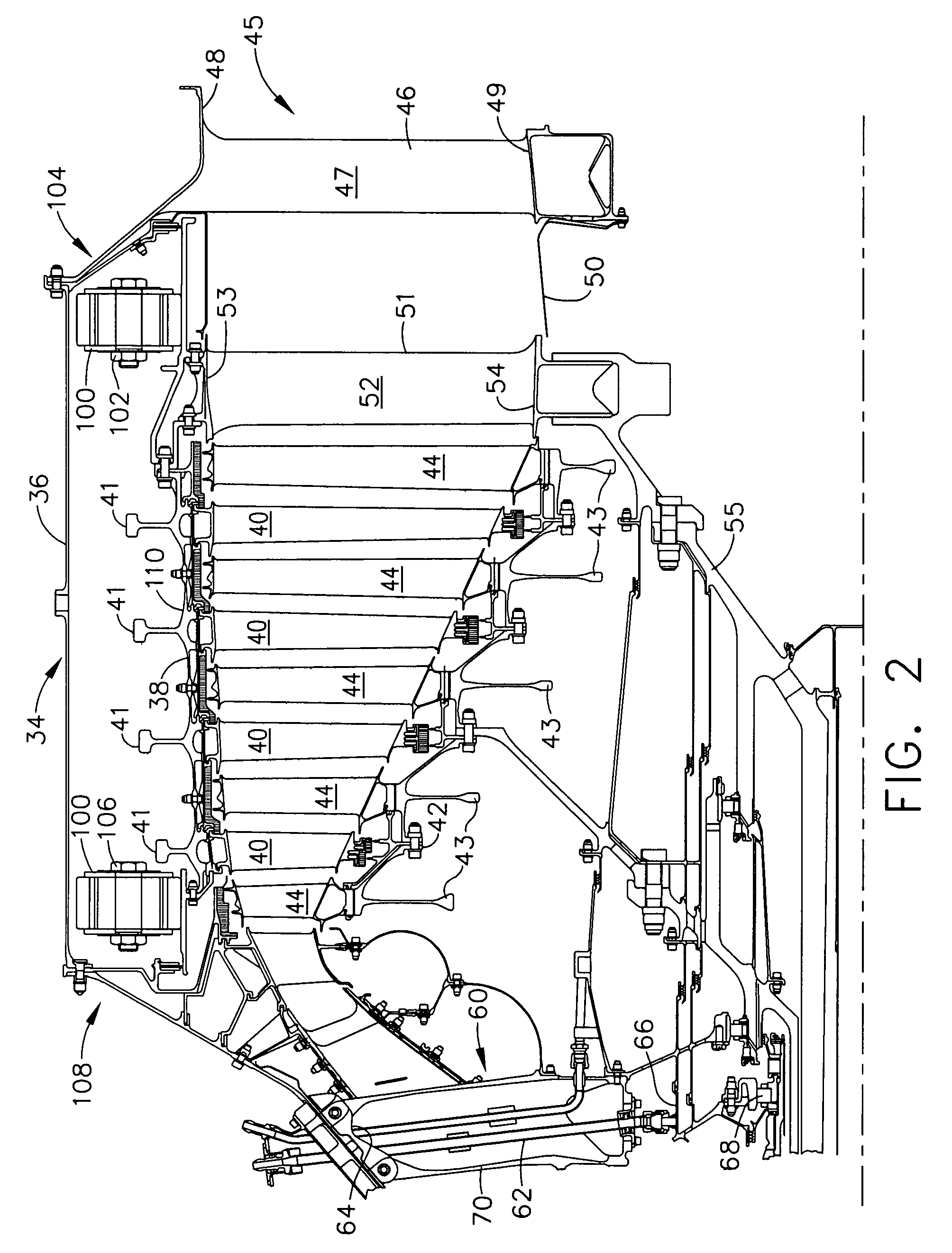 Counter-rotating turbine engine and method of assembling same