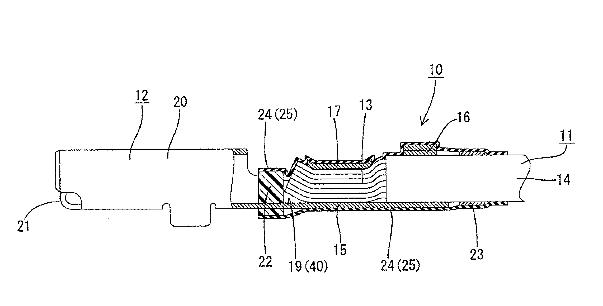 Electric wire with terminal and connector