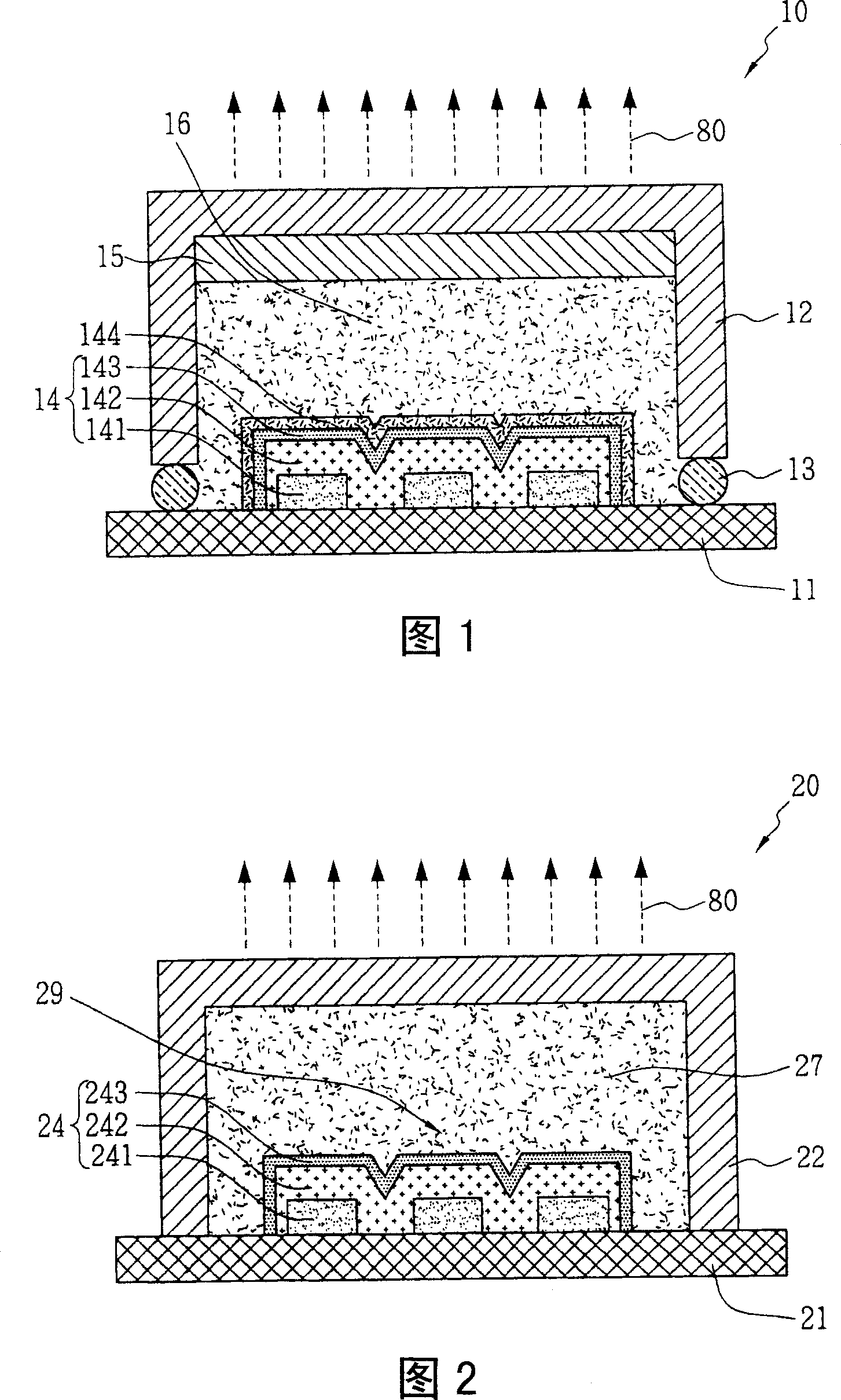 Top luminescent type organic LED display device