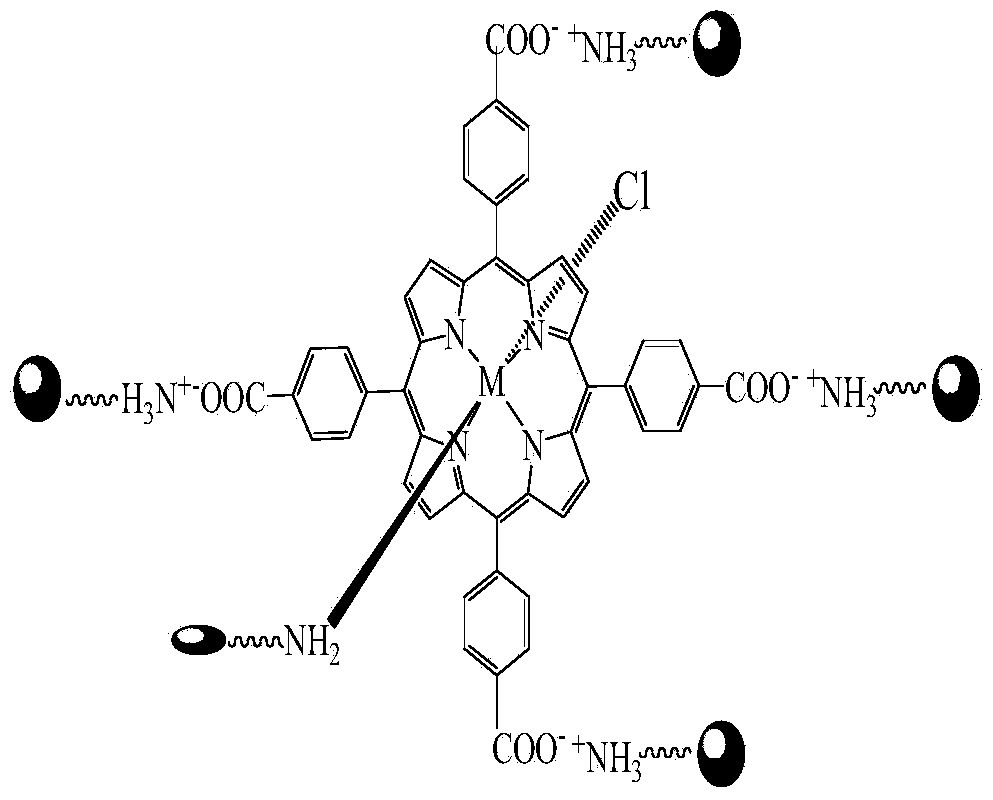 Preparation method and application for chitosan-grafted quadri(p-carboxylphenyl) metalloporphyrin