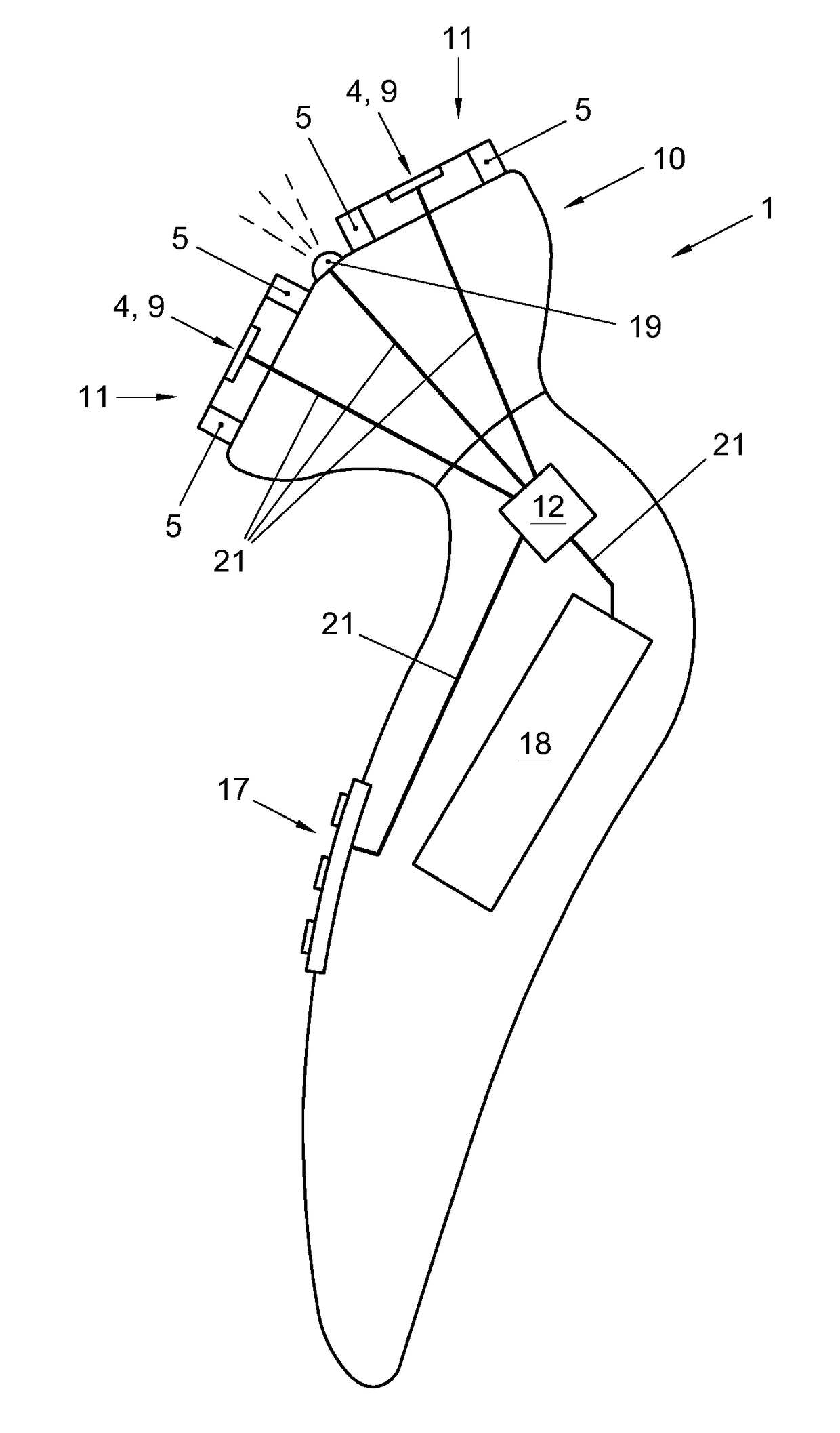 Shaving device for skin hairs