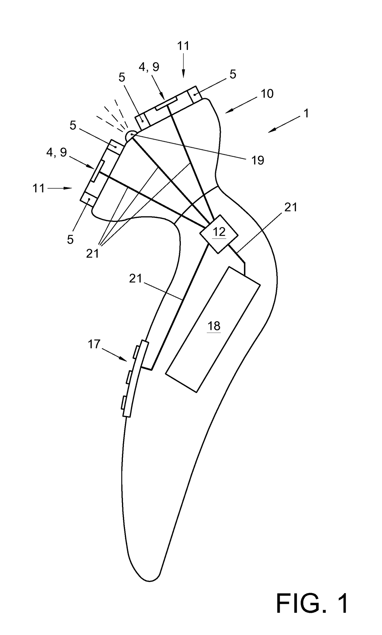 Shaving device for skin hairs