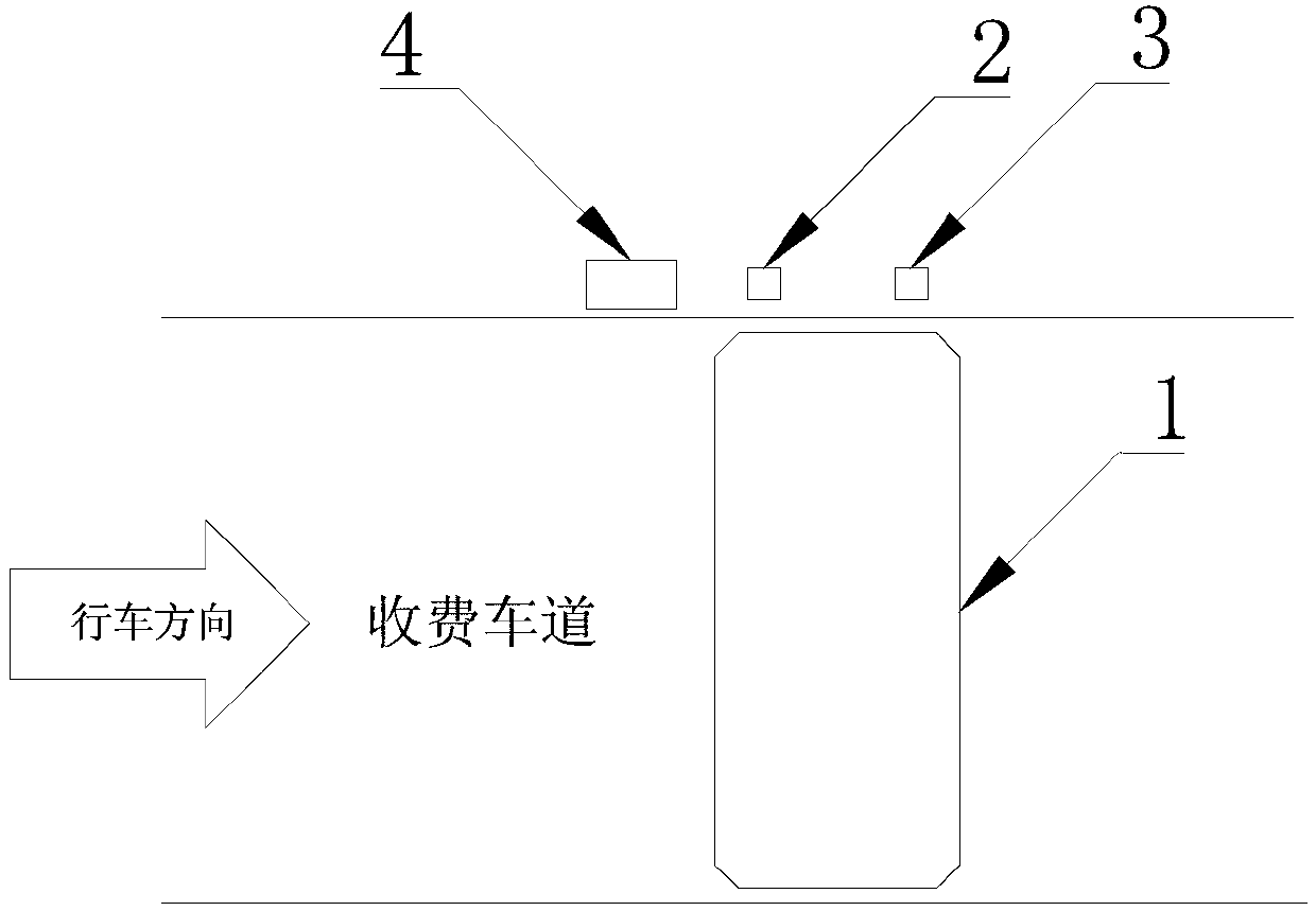 Vehicle reversing detection device at toll lane in toll station