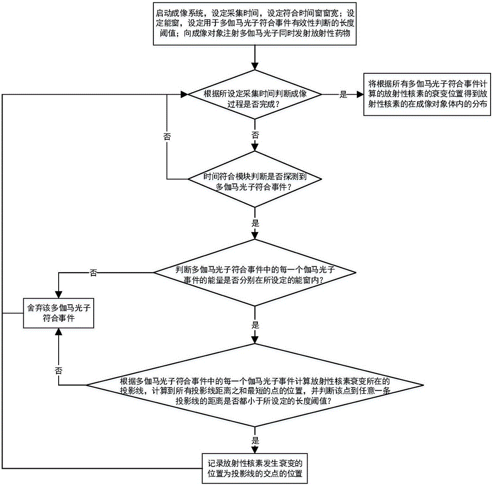 Multi-gamma-photo simultaneous medicine emission time coincidence nuclear medical imaging system and method