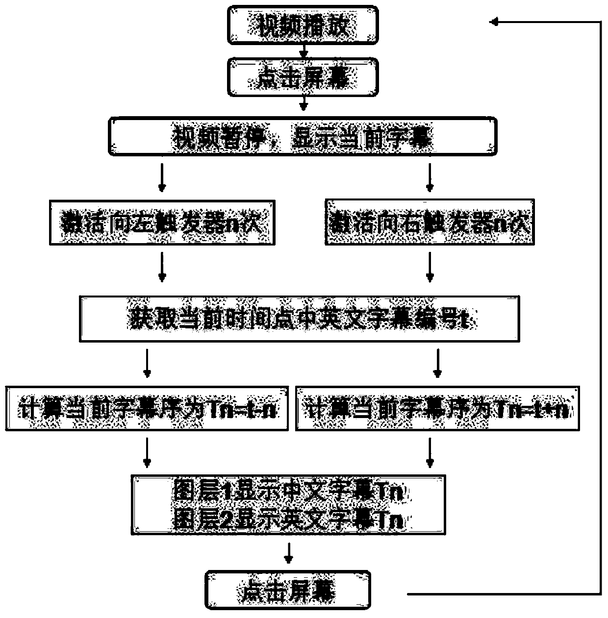 Video subtitle display method with bilingual subtitle replaying and previewing functions