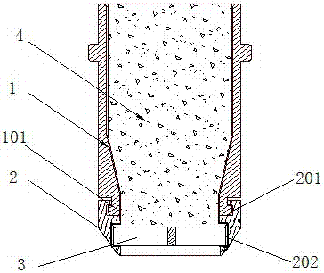 Sand leakage preventing sand injection nozzle for large-calibre core shooting mould