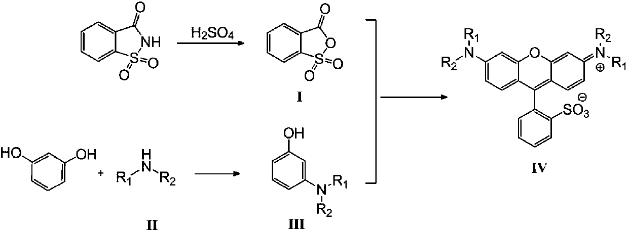 Synthesis process of sulfonic-group rhodamine compound