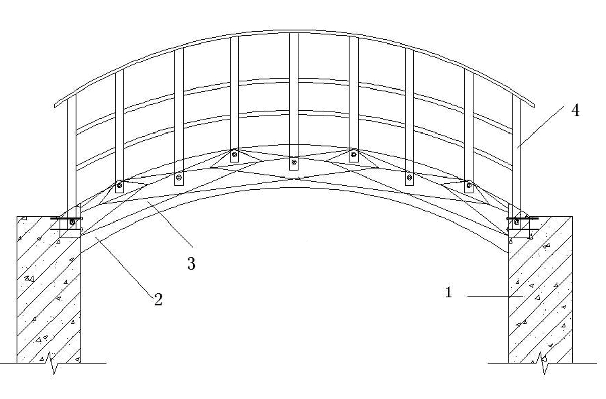 Bamboo rod system structure pedestrian arch bridge