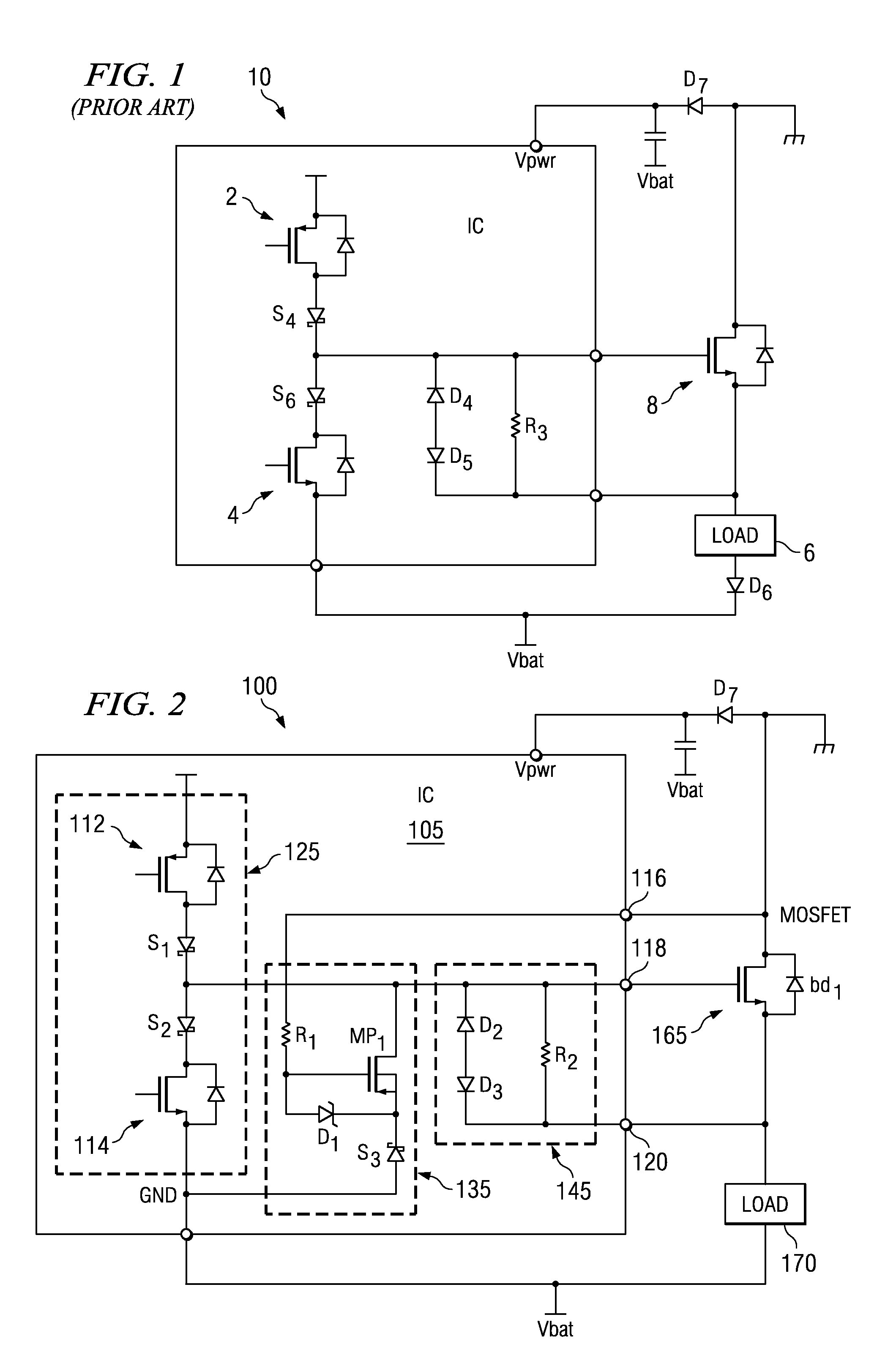 Integrated reverse battery protection circuit for an external MOSFET switch