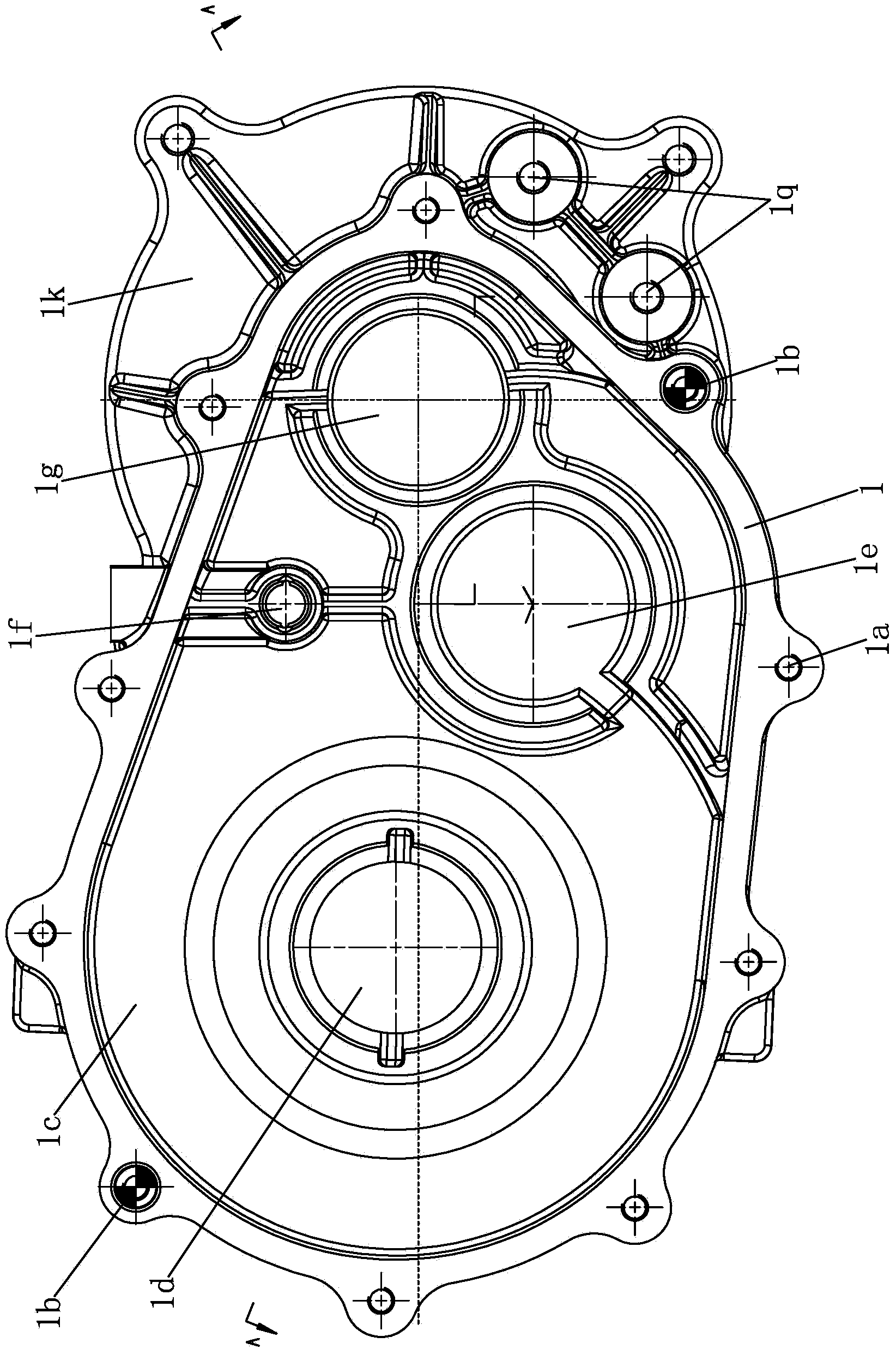 Right box of bi-gear gearbox assembly of electric vehicle