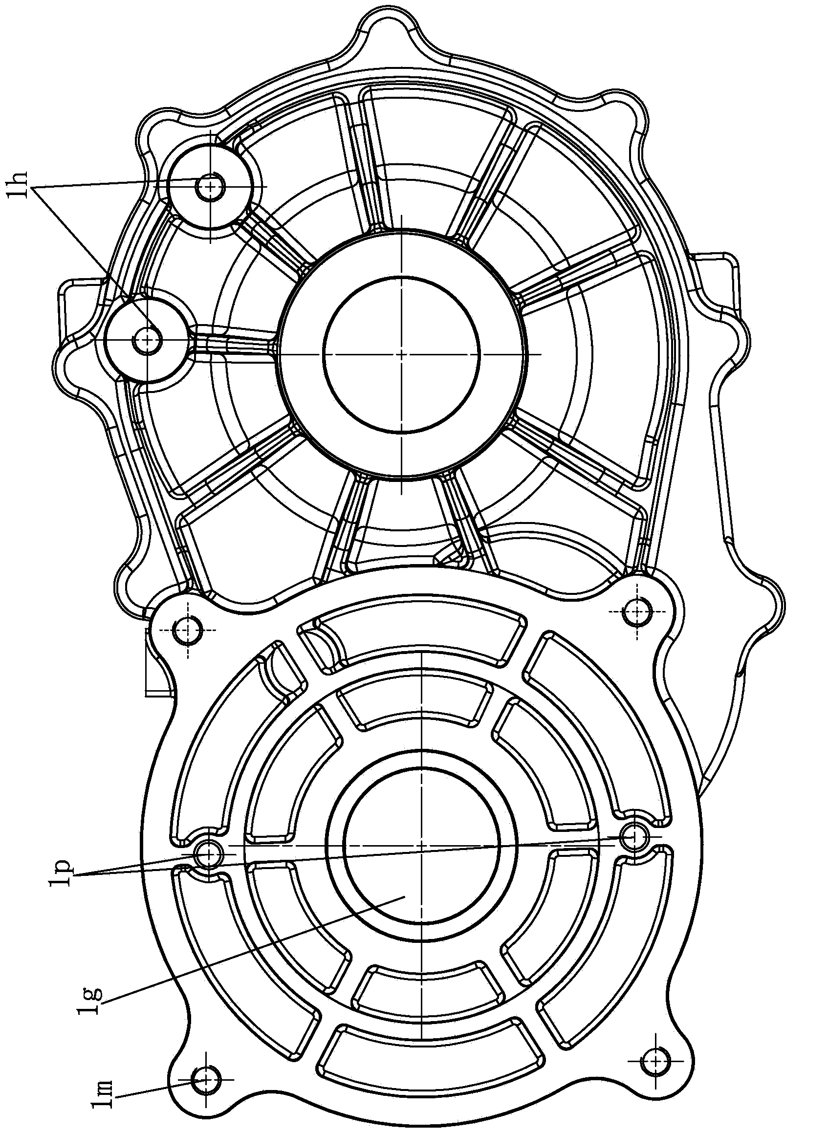 Right box of bi-gear gearbox assembly of electric vehicle