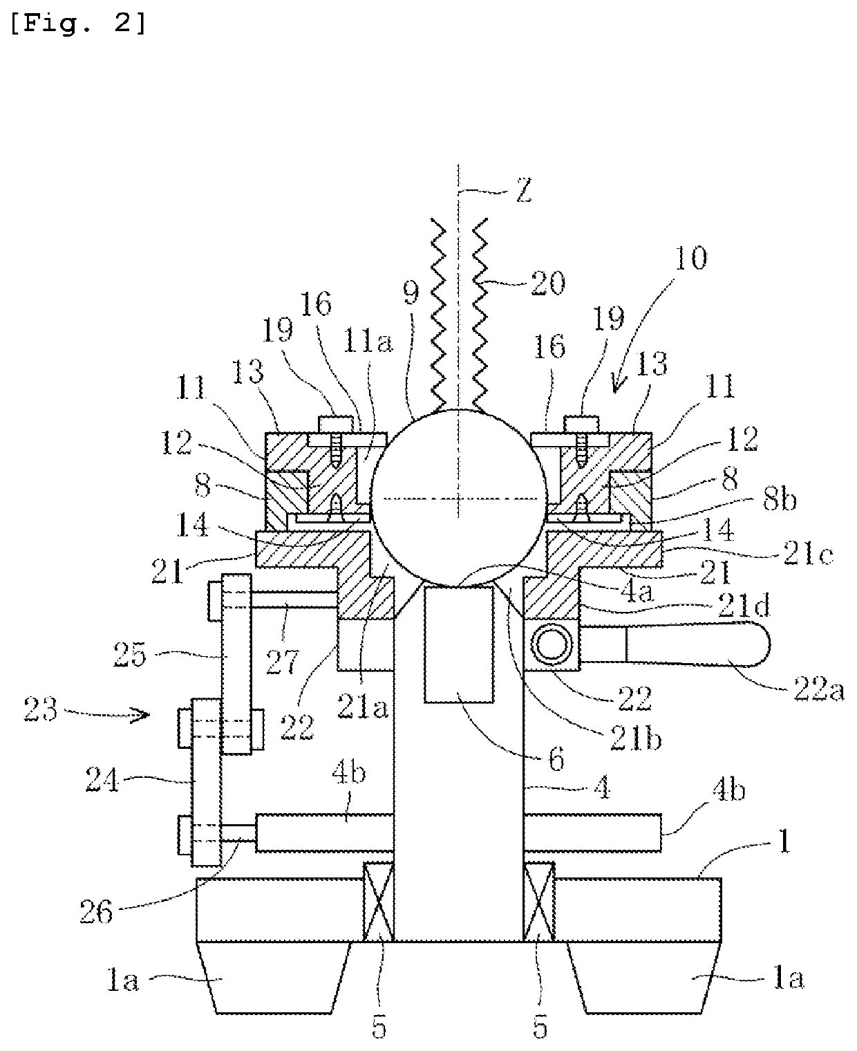 Angle adjustment stage device for dental technique