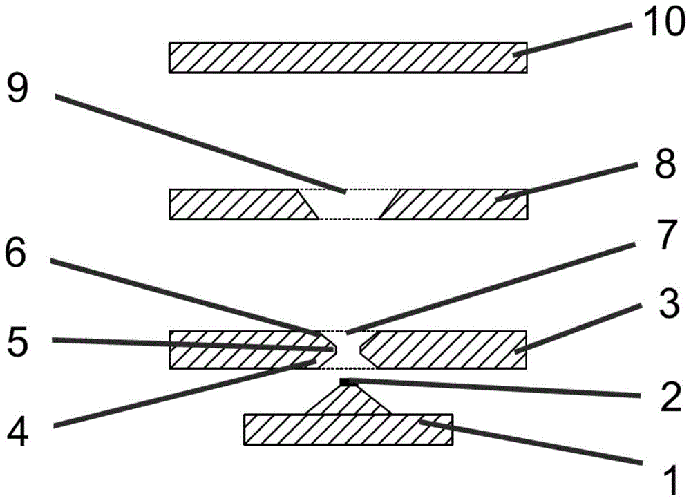 An electron gun with a circular flat cold cathode with a circular truncated and cylindrical combined grid structure