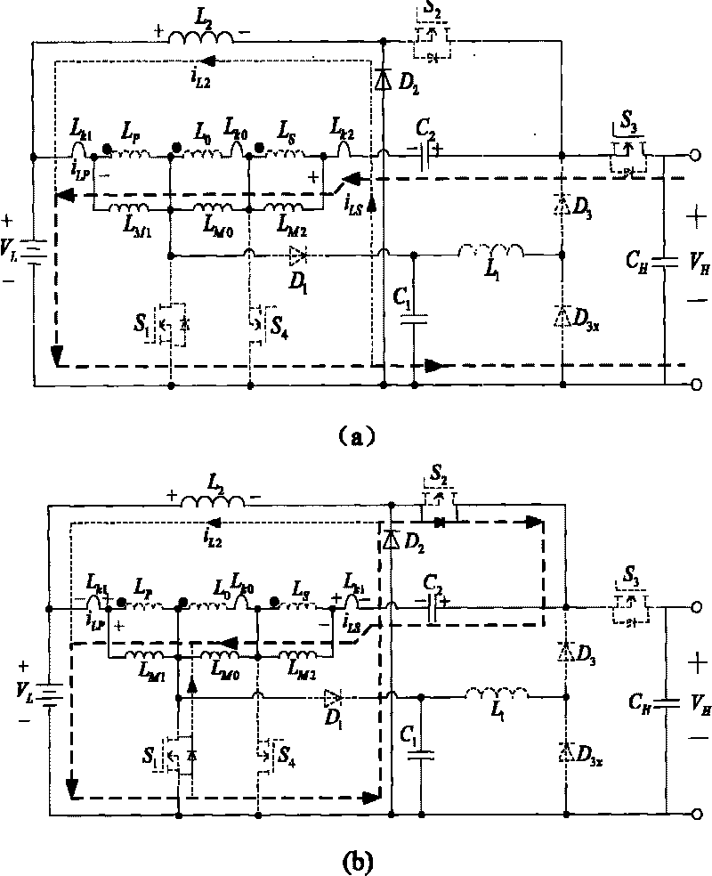 Topological structure of two-way DC/DC converter and converter