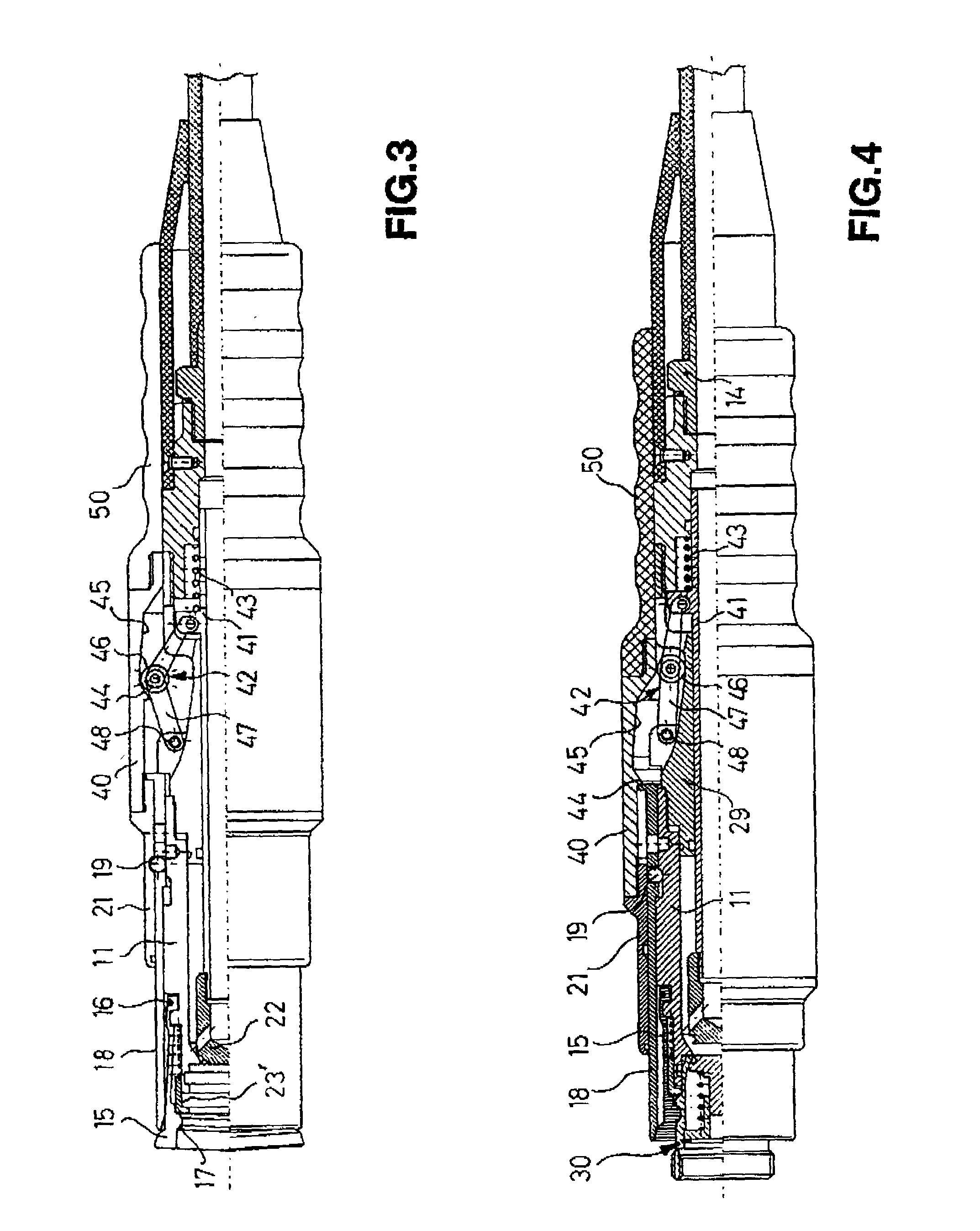 Actuation device, especially on a rapid-action reception coupling