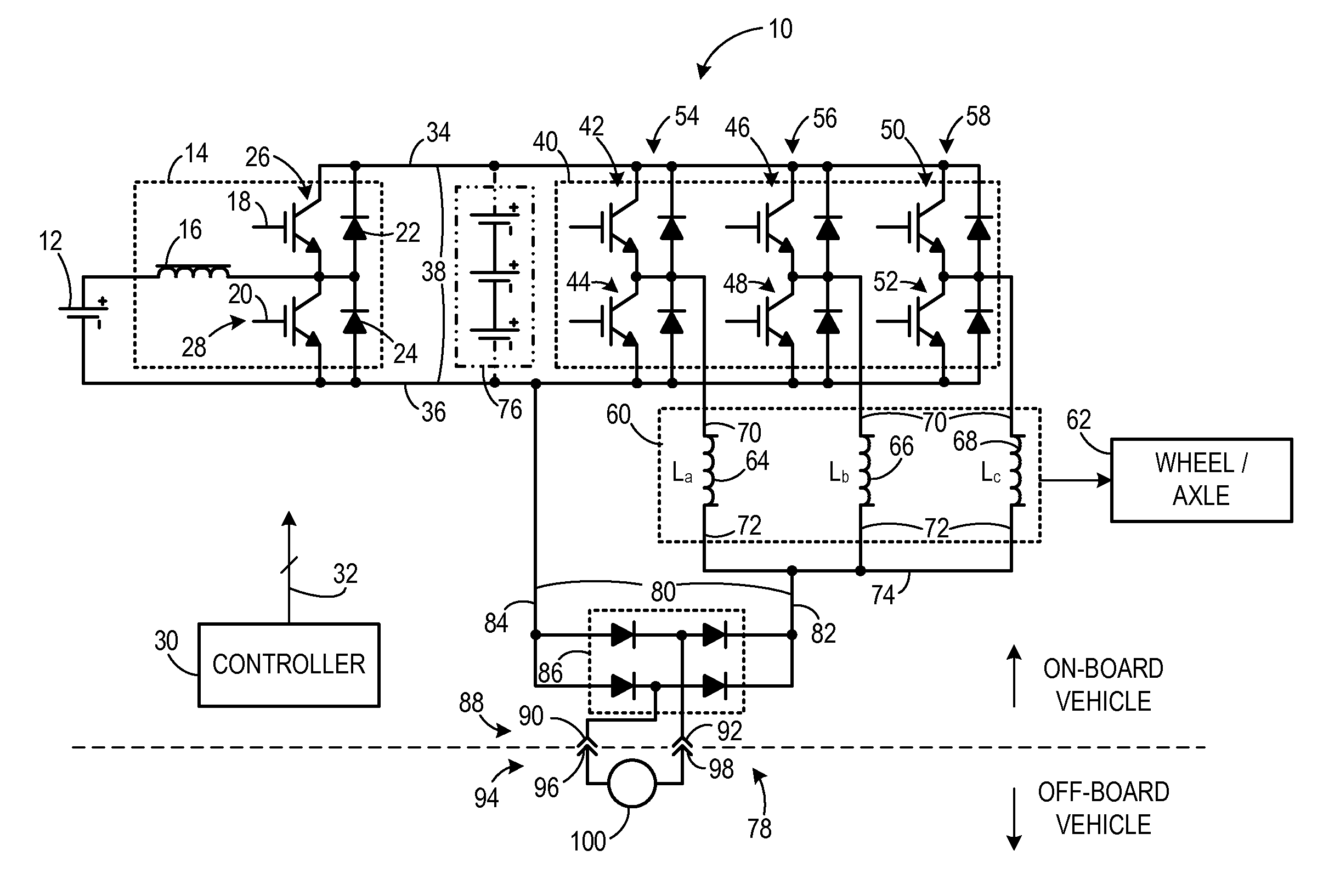 Apparatus for transferring energy using power electronics and machine inductance and method of manufacturing same