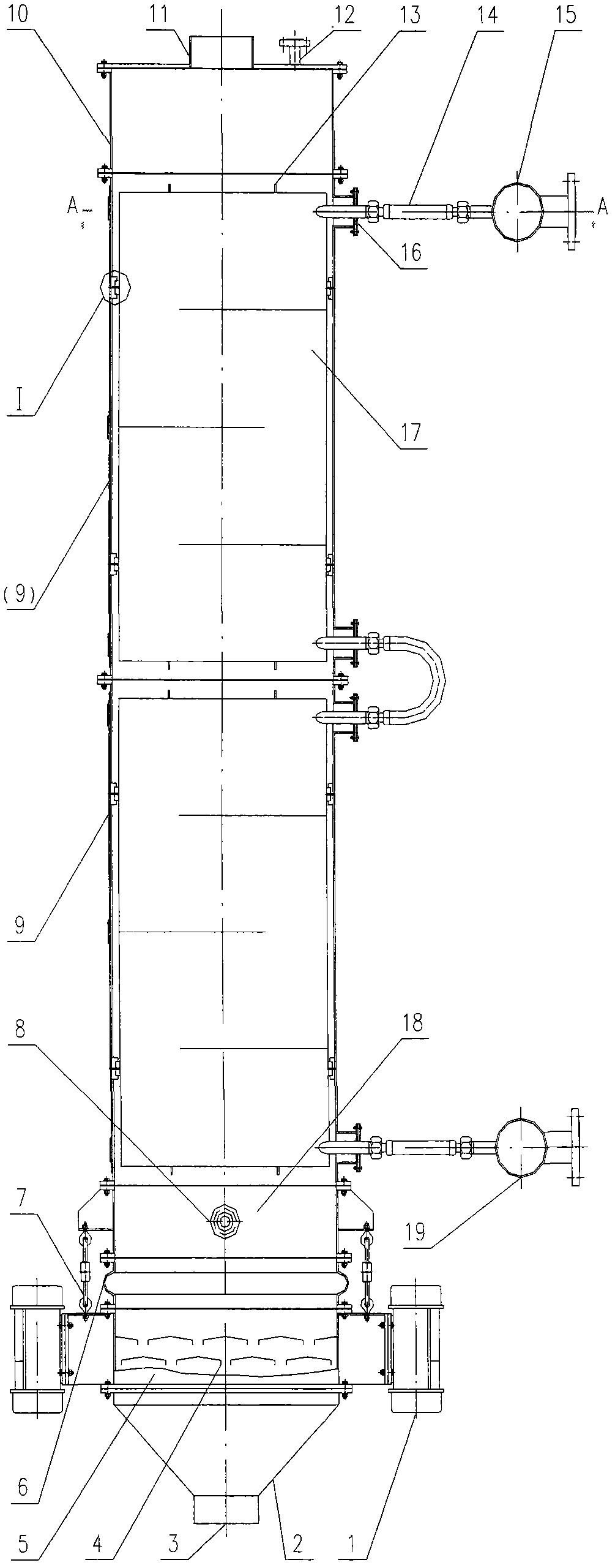 Plate type heat exchanger for granular solid materials