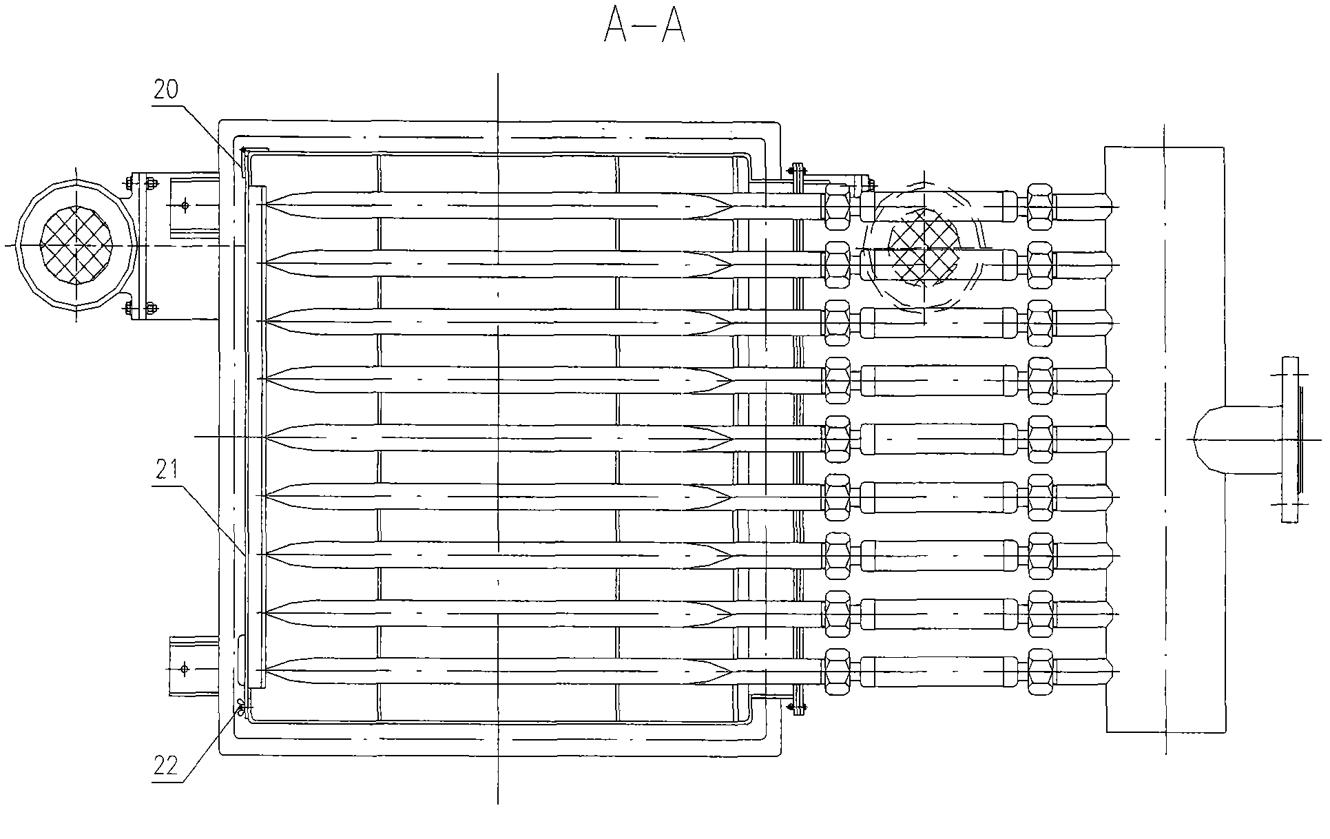 Plate type heat exchanger for granular solid materials