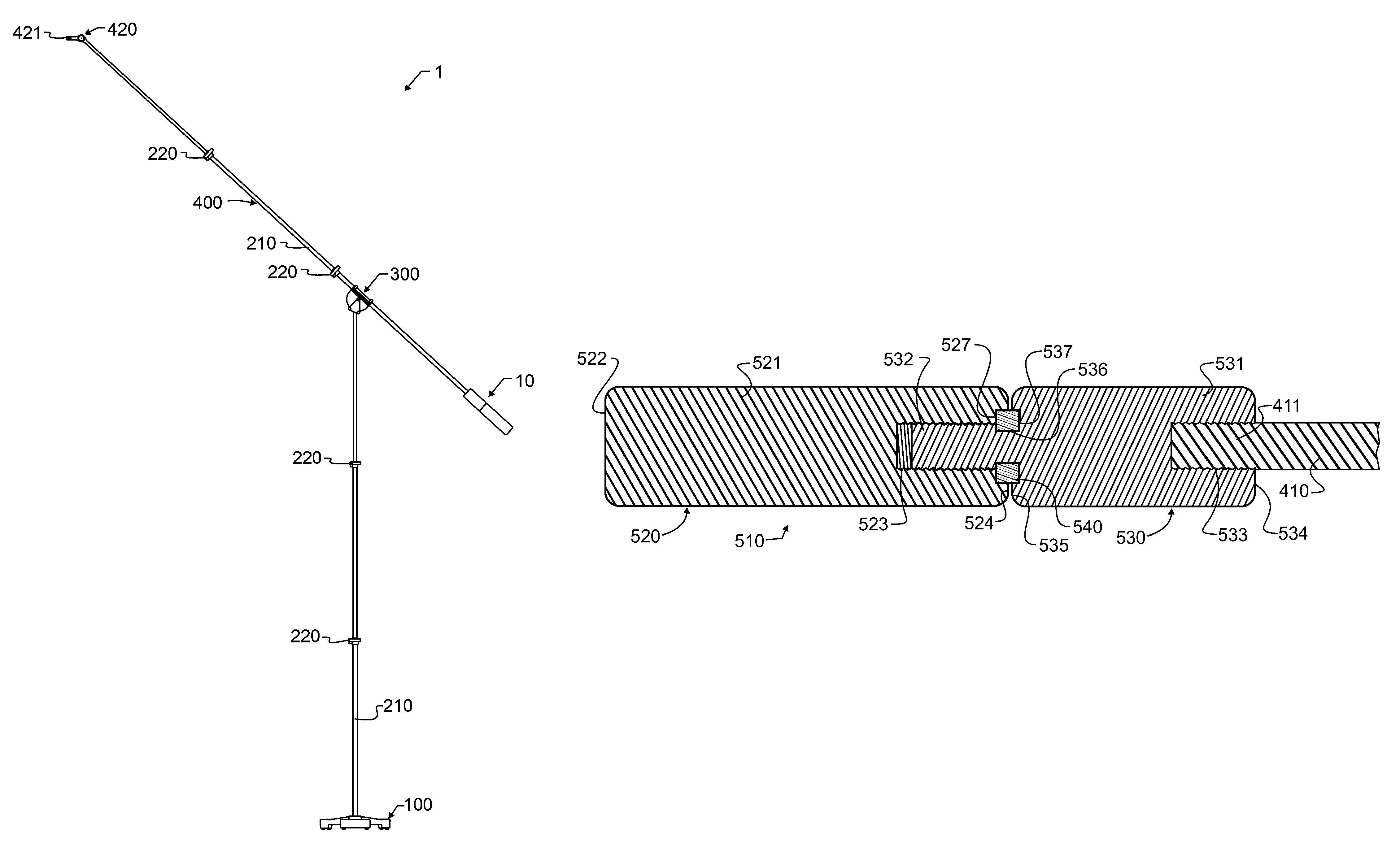 Boom stand stacking counterweights