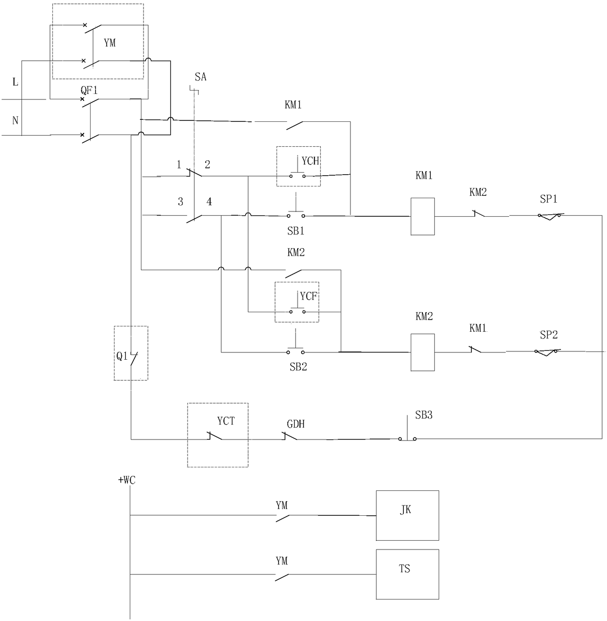 Transformer neutral point knife switch remote integrated control circuit