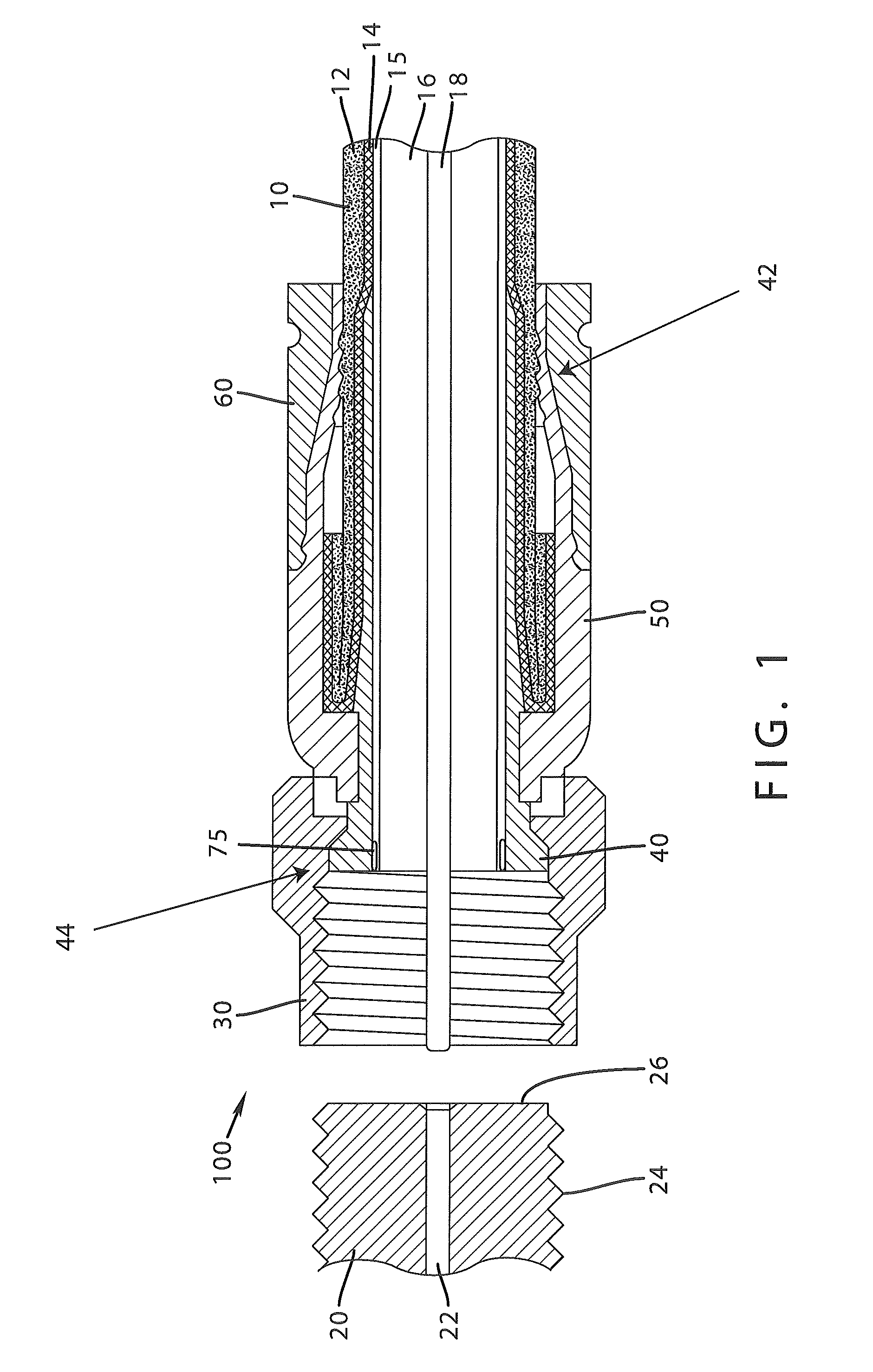 Connector having electrical continuity about an inner dielectric and method of use thereof