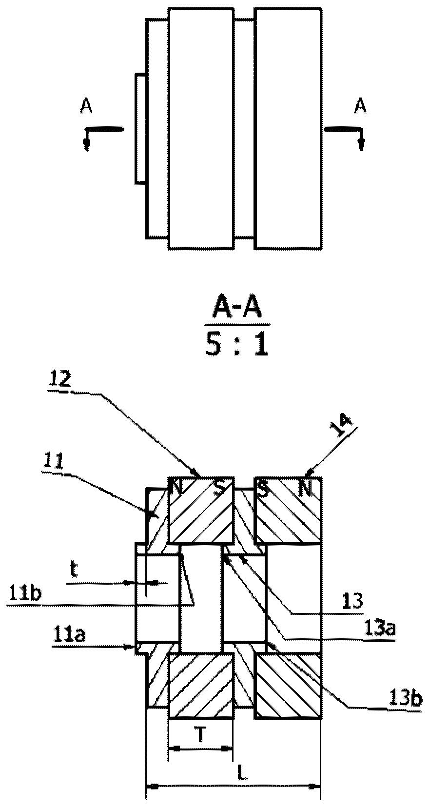 Axisymmetric periodic permanent magnet focusing system with prominent third spatial harmonics