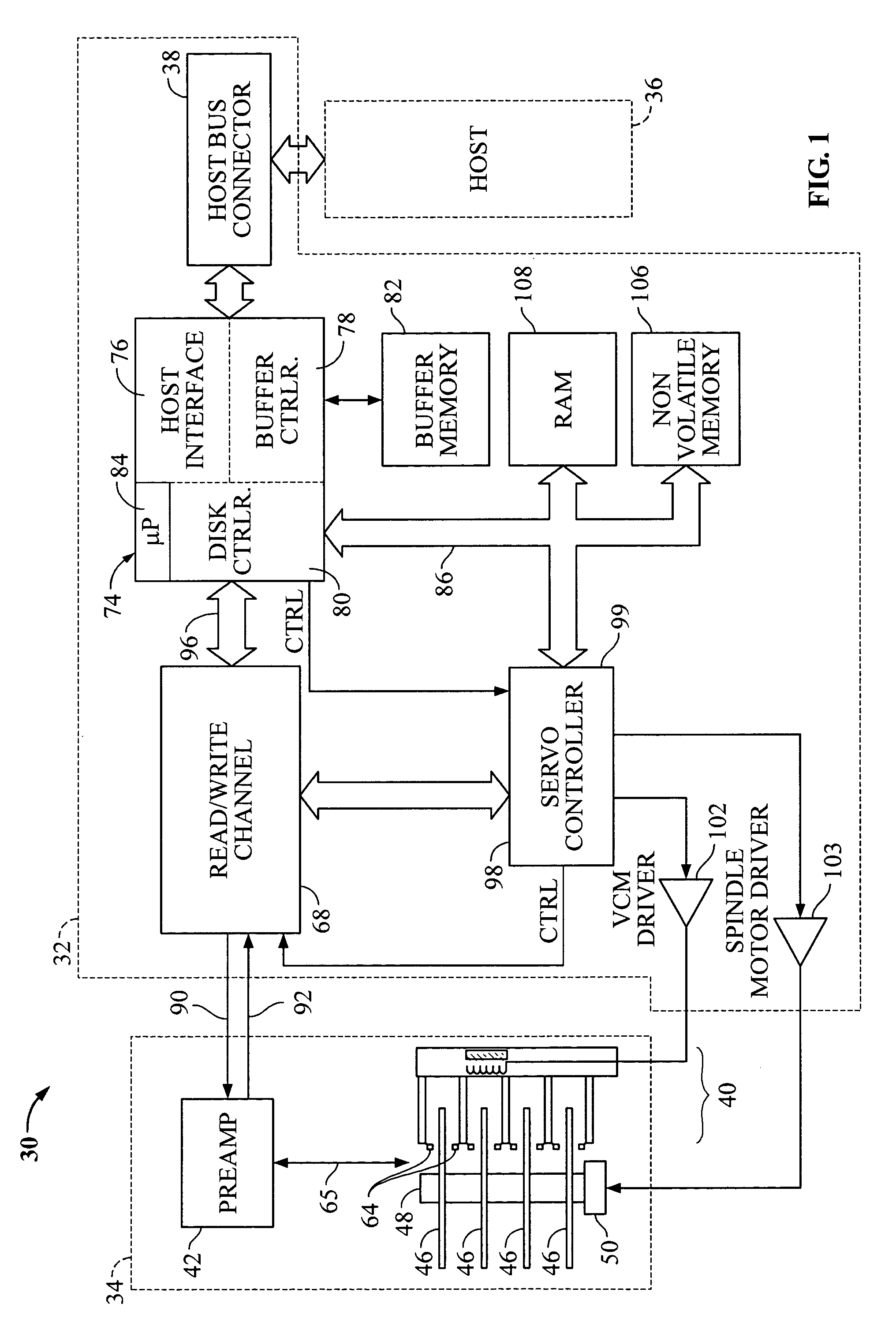 Disk drive to implement a seek operation utilizing a deceleration velocity profile that mathematically models BEMFs