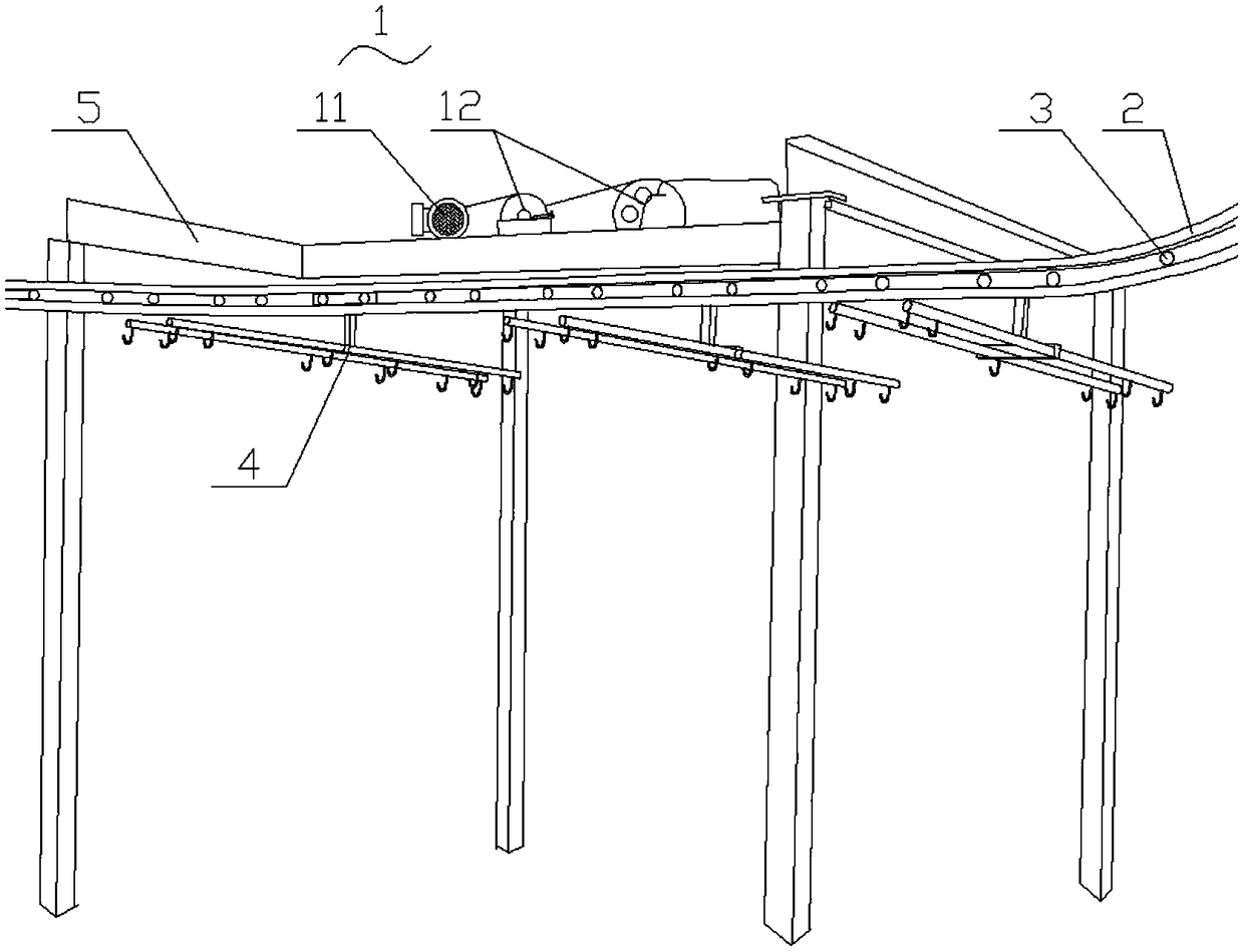 Hanging machine for fur and feather processing