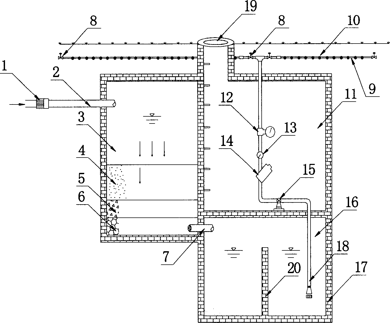 Lawn sewage irrigation system