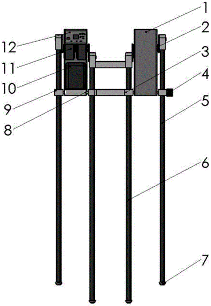 Telescopic-leg energy-saving 2D under-actuated traveling device and control method thereof