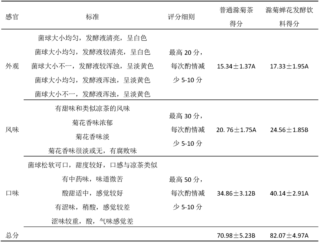 Chuzhou flos chrysanthemi and cordyceps cicadae fermented beverage and preparation method thereof