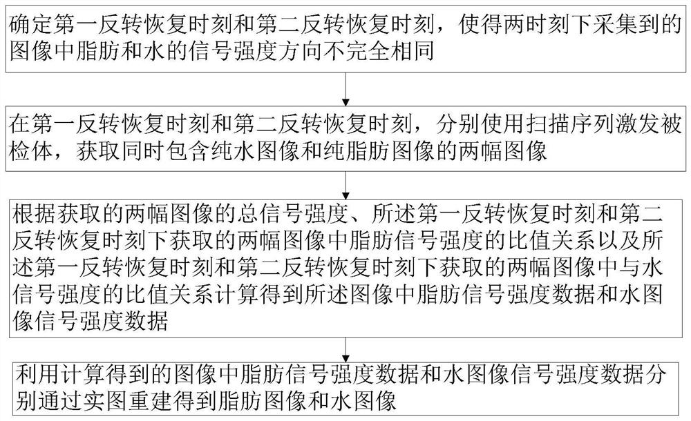 Water-fat separation method and system based on inversion recovery real image reconstruction