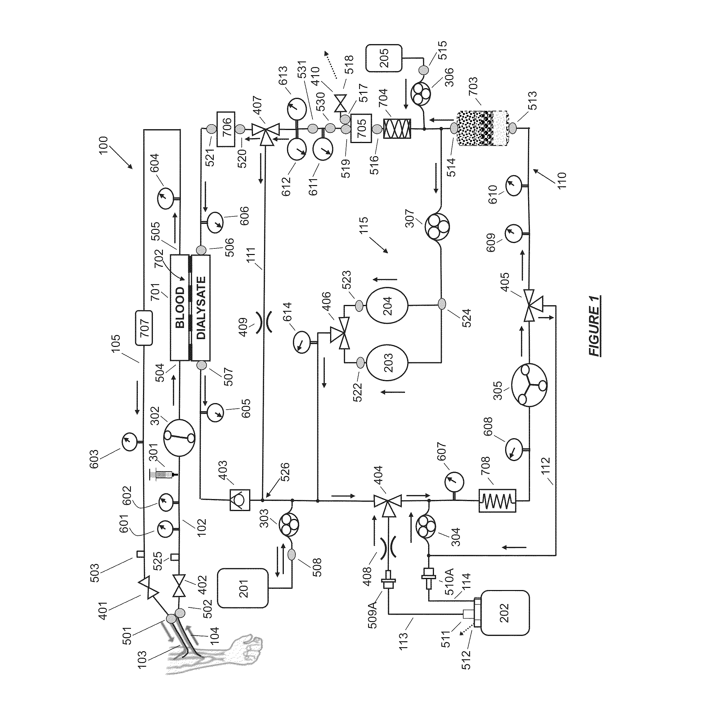 Degassing module for a controlled compliant flow path